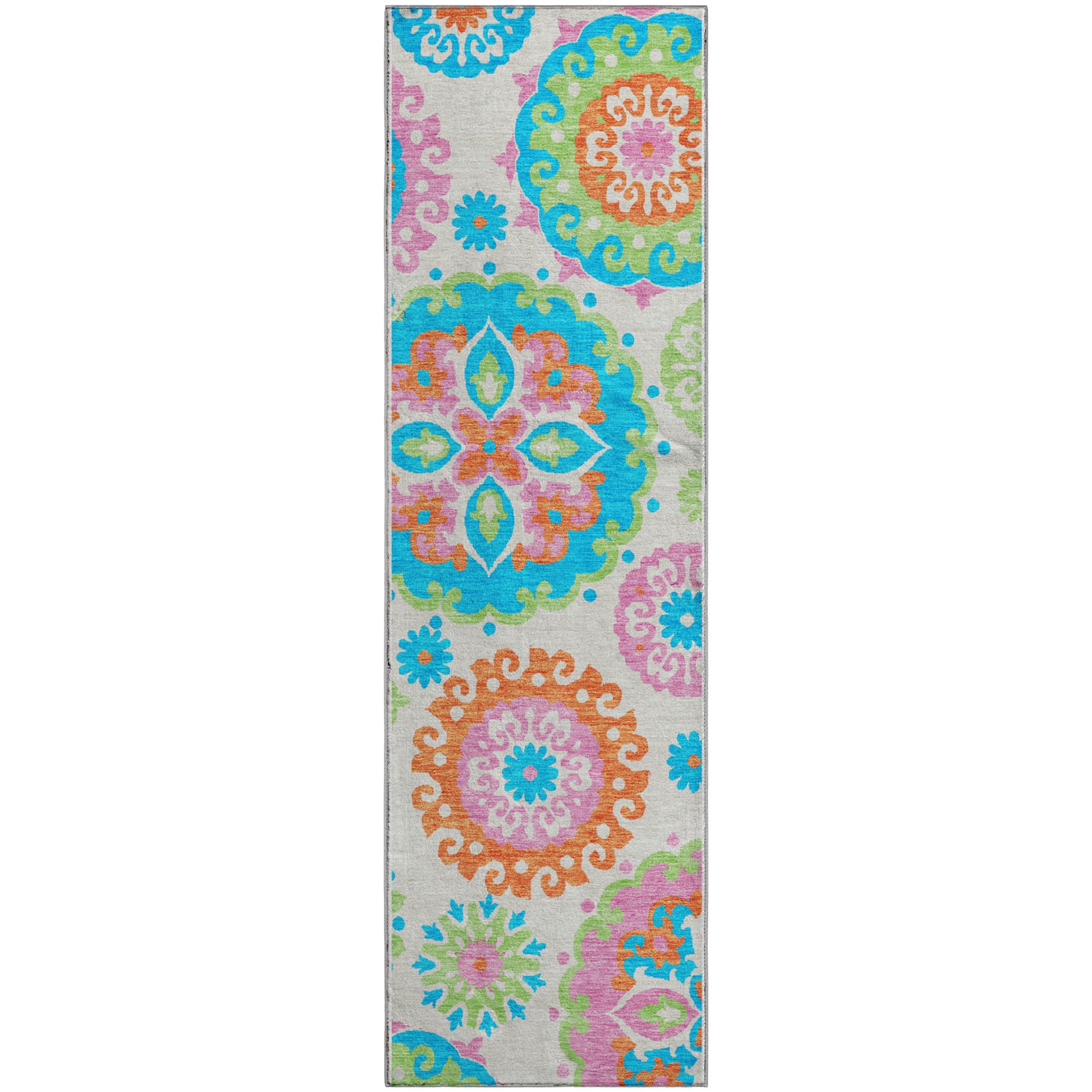 Mdina Machine Washable Transitional White Ivory Rug 2'3" x 7'6" #shape_Runner