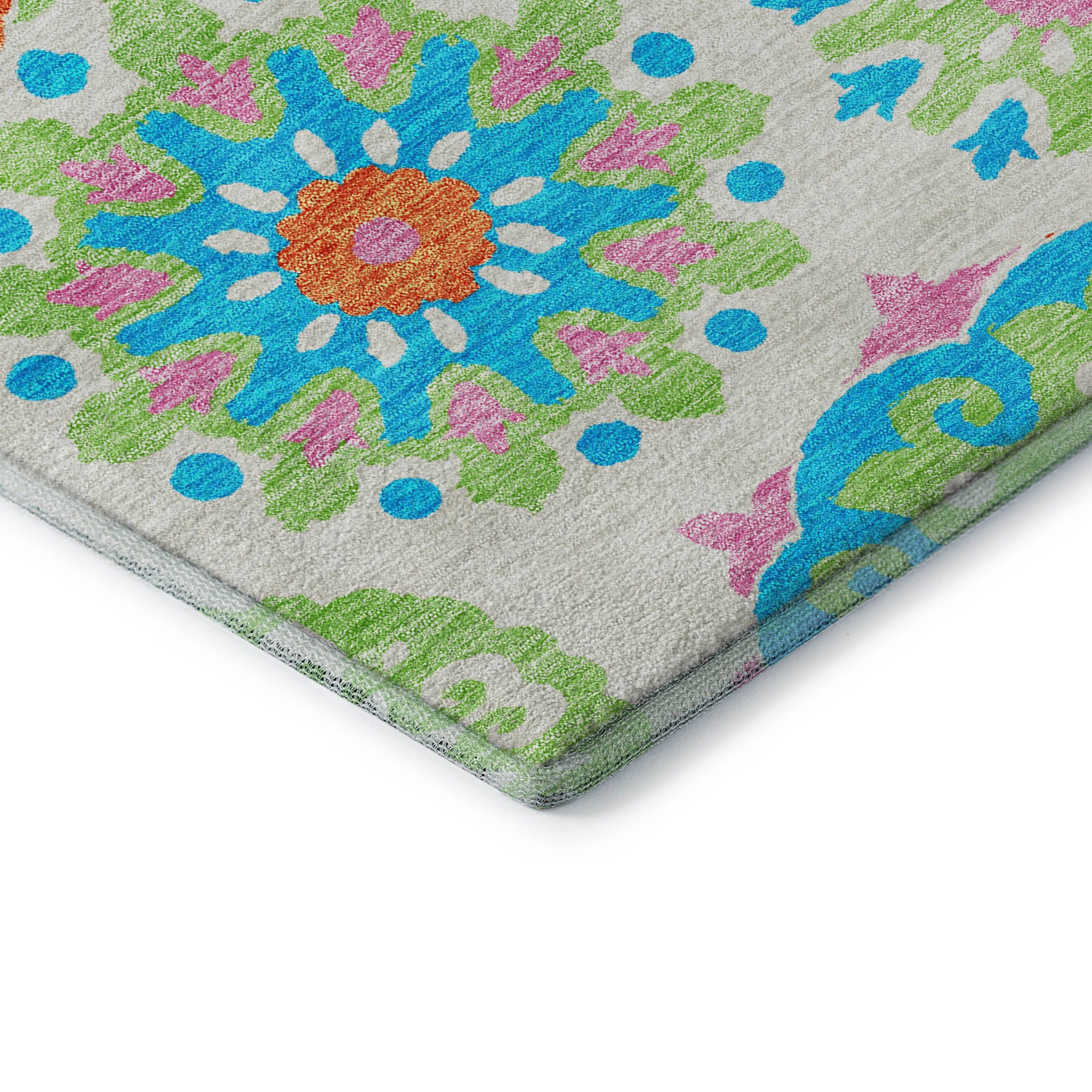 Mdina Machine Washable Transitional White Ivory Rug 1'8" x 2'6" #shape_Rectangle