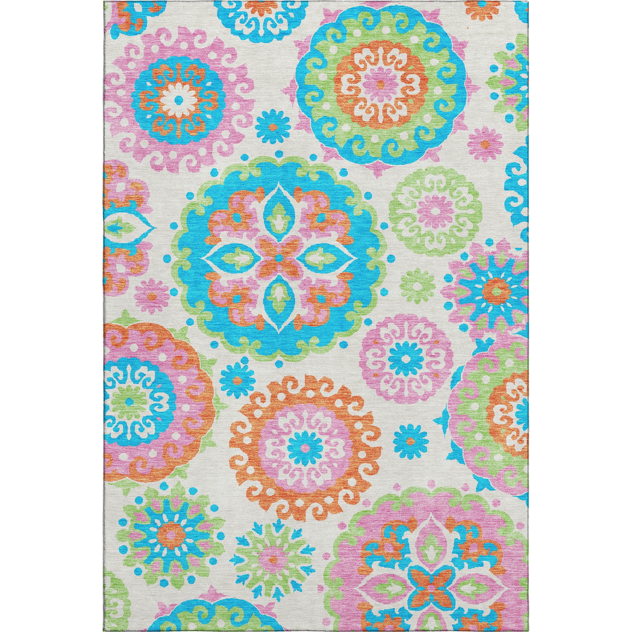 Mdina Machine Washable Transitional White Ivory Rug 2'6" x 3'10" #shape_Rectangle