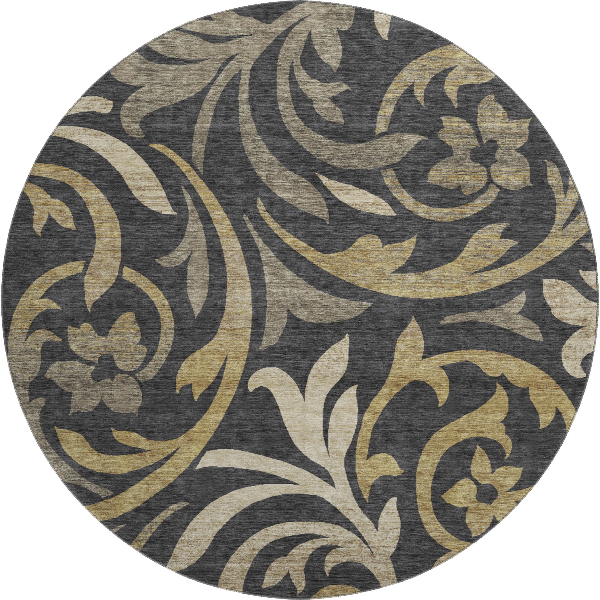 Salzburg Machine Washable Transitional Black Rug 8' x 8' #shape_Round