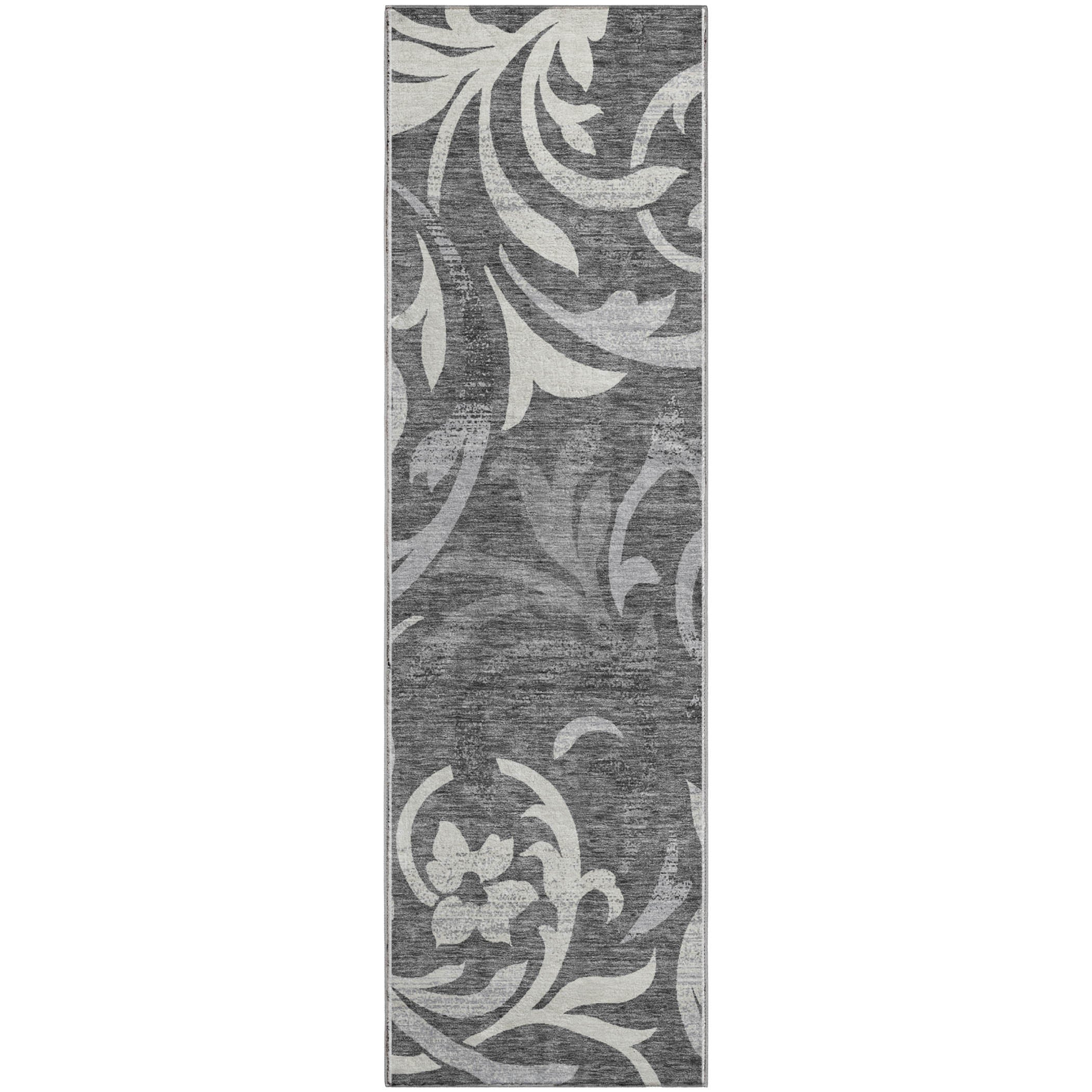 Salzburg Machine Washable Transitional Charcoal Gray Rug 2'3" x 7'6" #shape_Runner