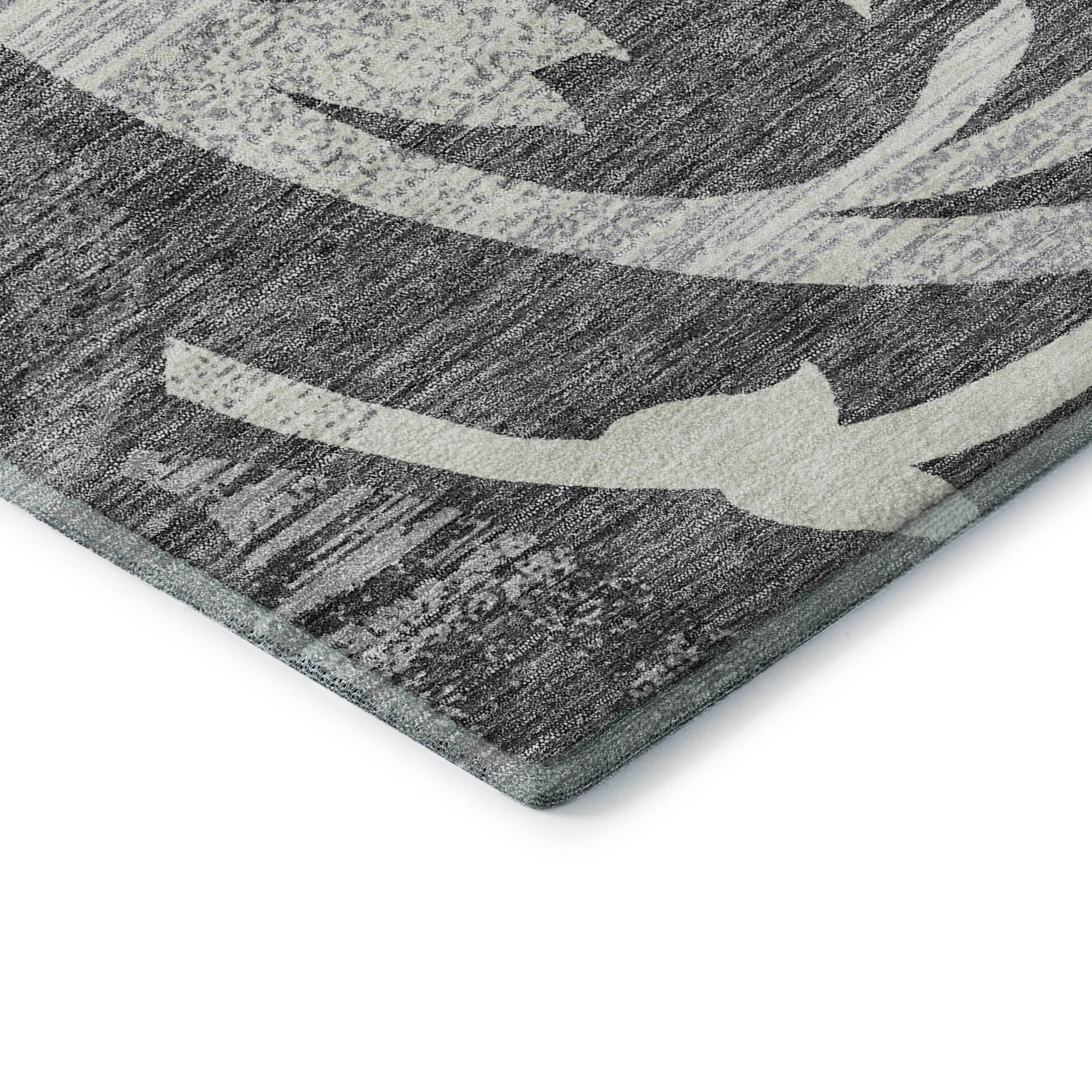 Salzburg Machine Washable Transitional Charcoal Gray Rug 1'8" x 2'6" #shape_Rectangle