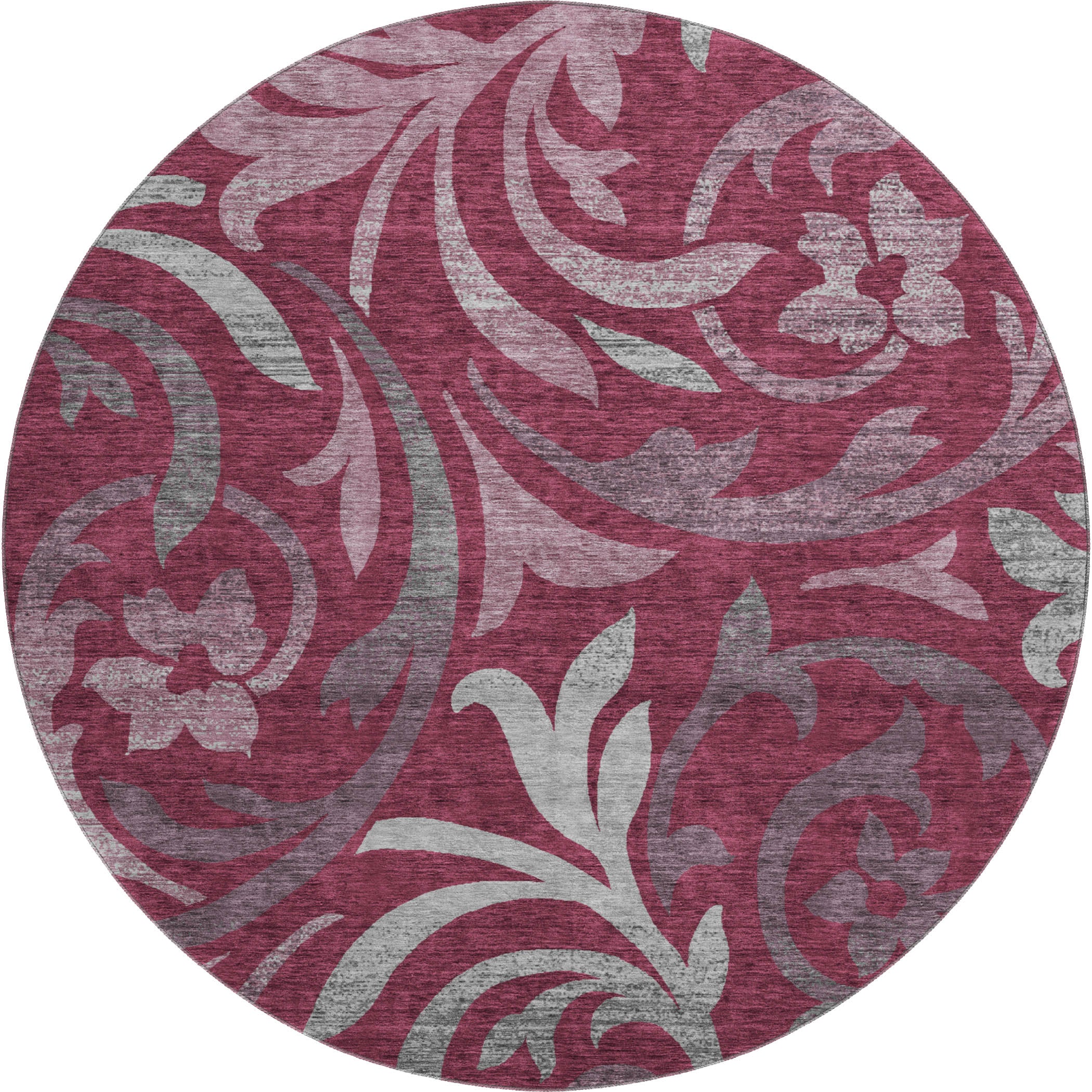 Salzburg Machine Washable Transitional Garnet Red Rug 8' x 8' #shape_Round