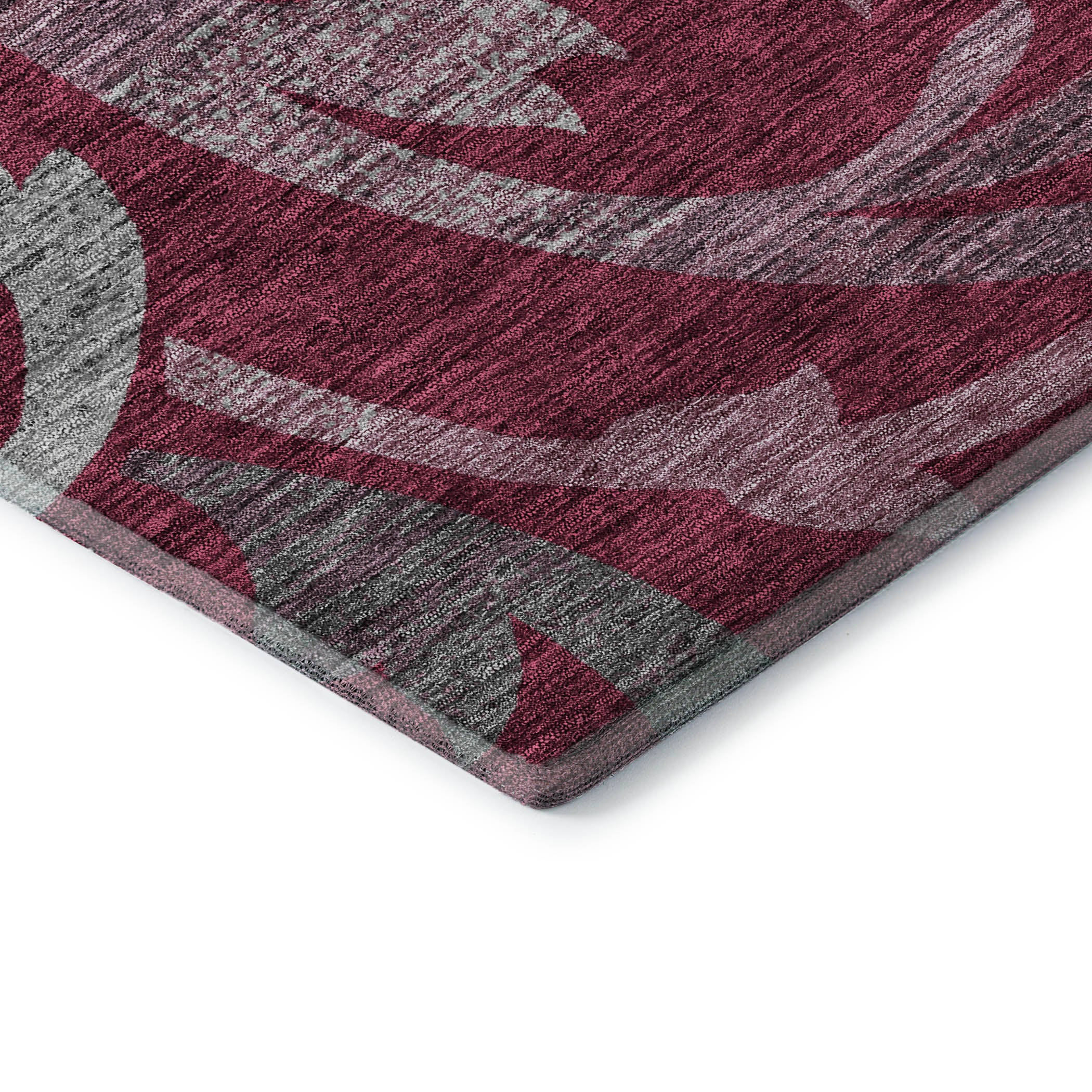 Salzburg Machine Washable Transitional Garnet Red Rug 1'8" x 2'6" #shape_Rectangle