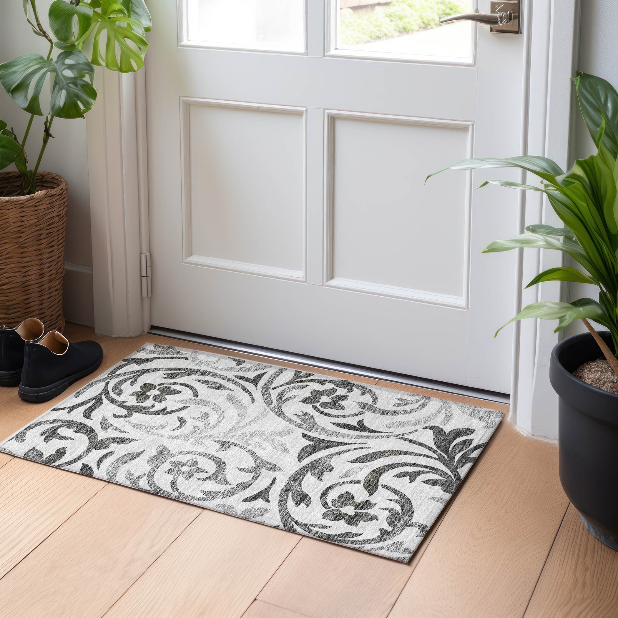 Salzburg Machine Washable Transitional Gray Rug 1'8" x 2'6" #shape_Rectangle