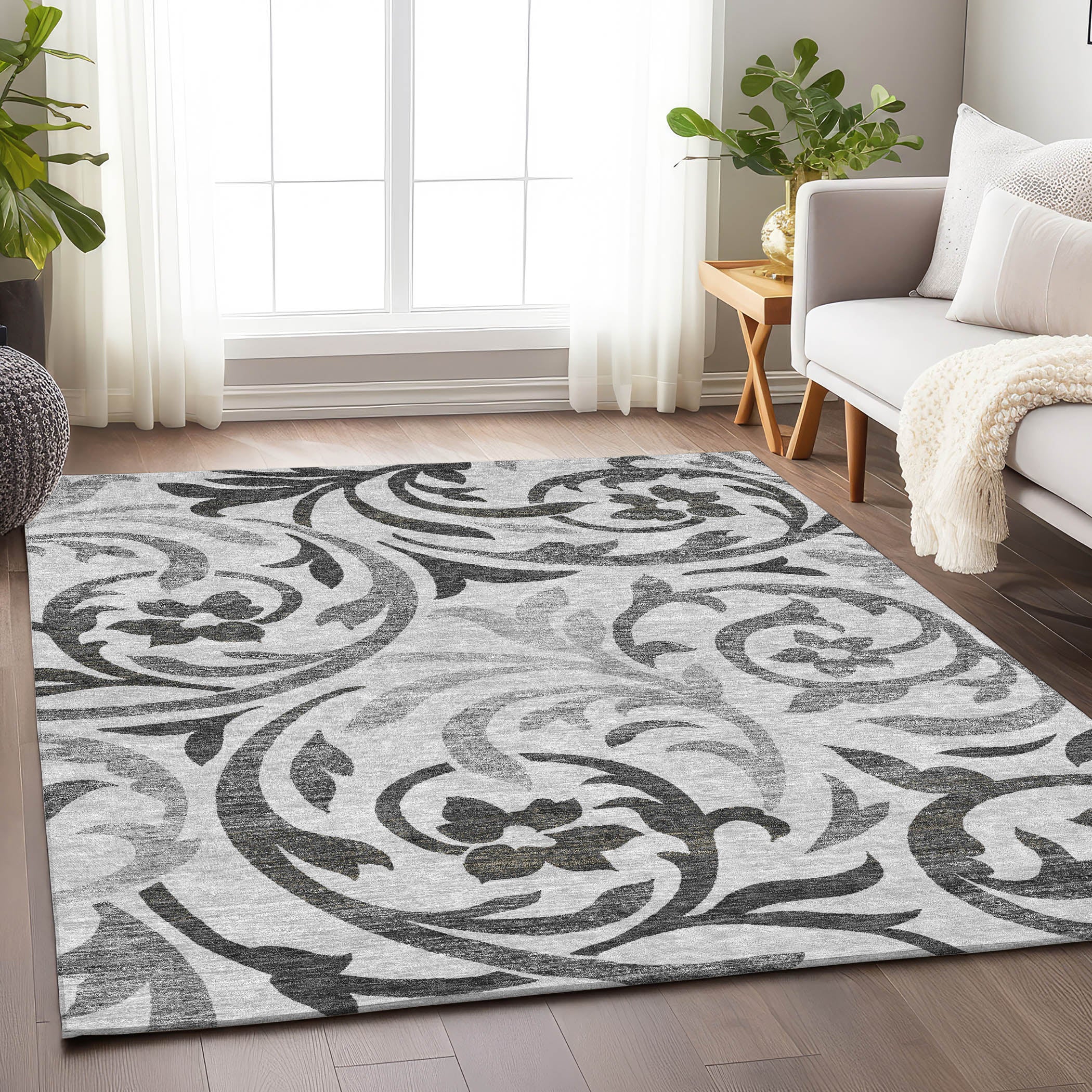 Salzburg Machine Washable Transitional Gray Rug 2'6" x 3'10" #shape_Rectangle