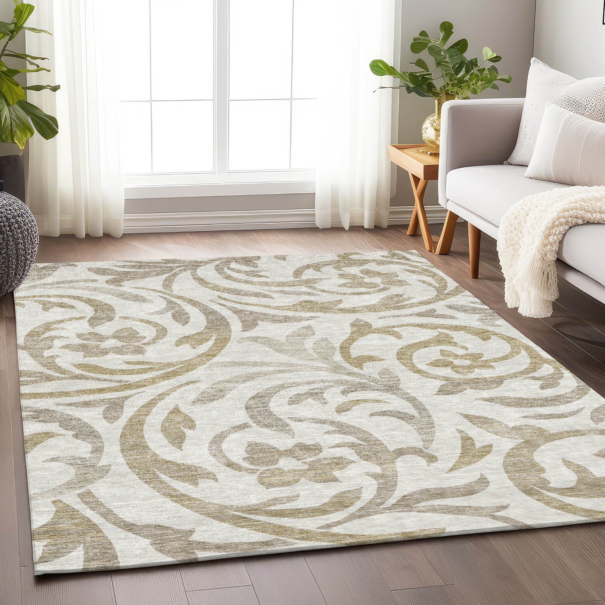 Salzburg Machine Washable Transitional Ivory Rug 2'6" x 3'10" #shape_Rectangle