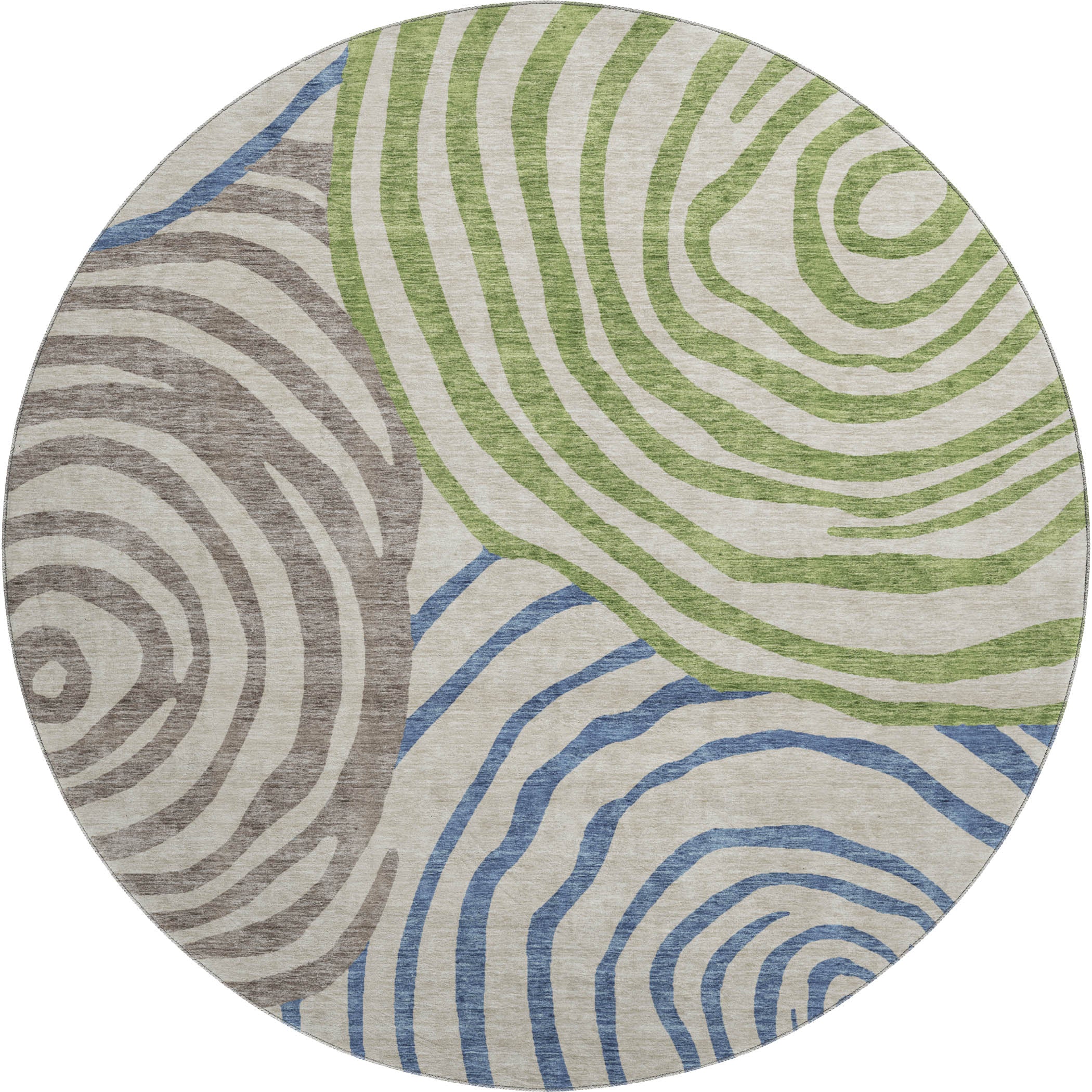 Chiang Mai Machine Washable Transitional Beige Brown Rug 8' x 8' #shape_Round