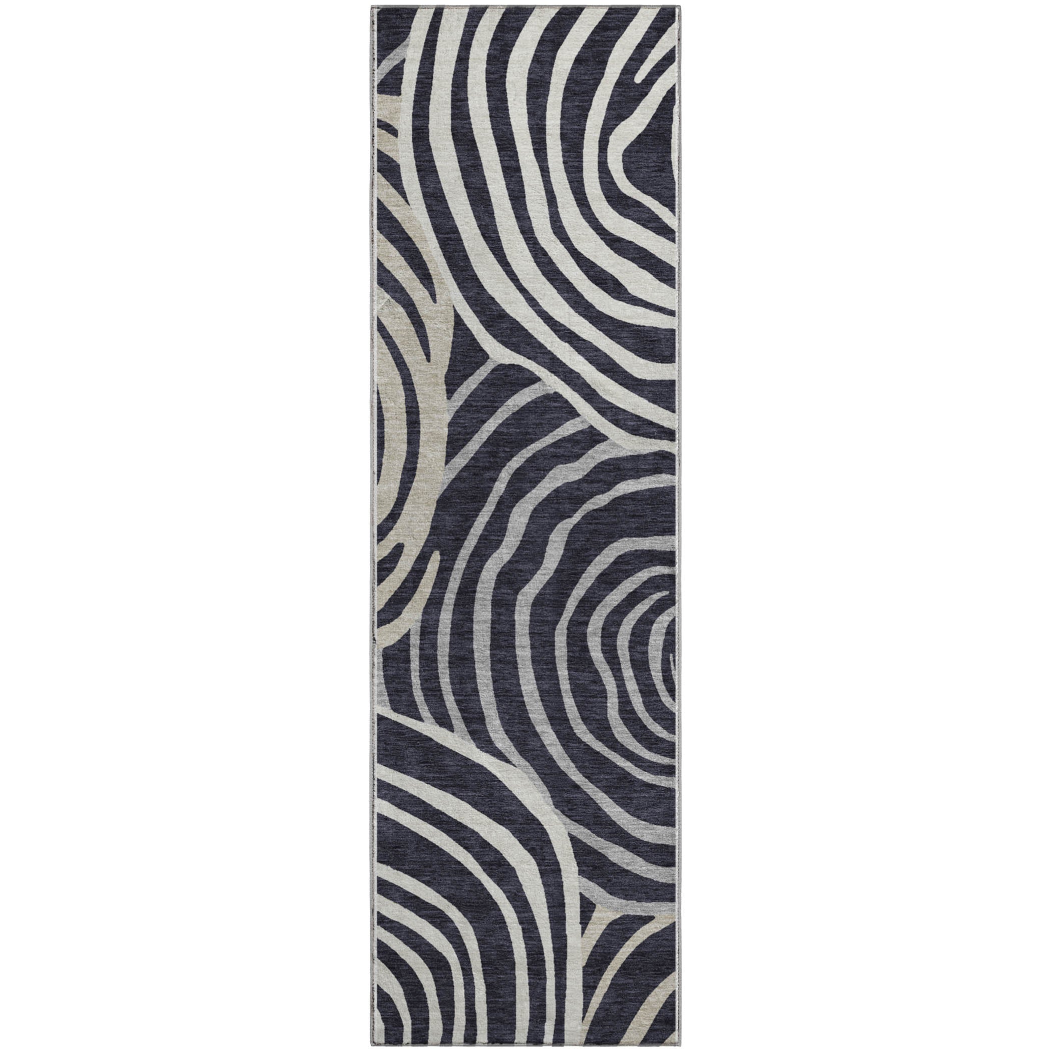 Chiang Mai Machine Washable Transitional Black Rug 2'3" x 7'6" #shape_Runner