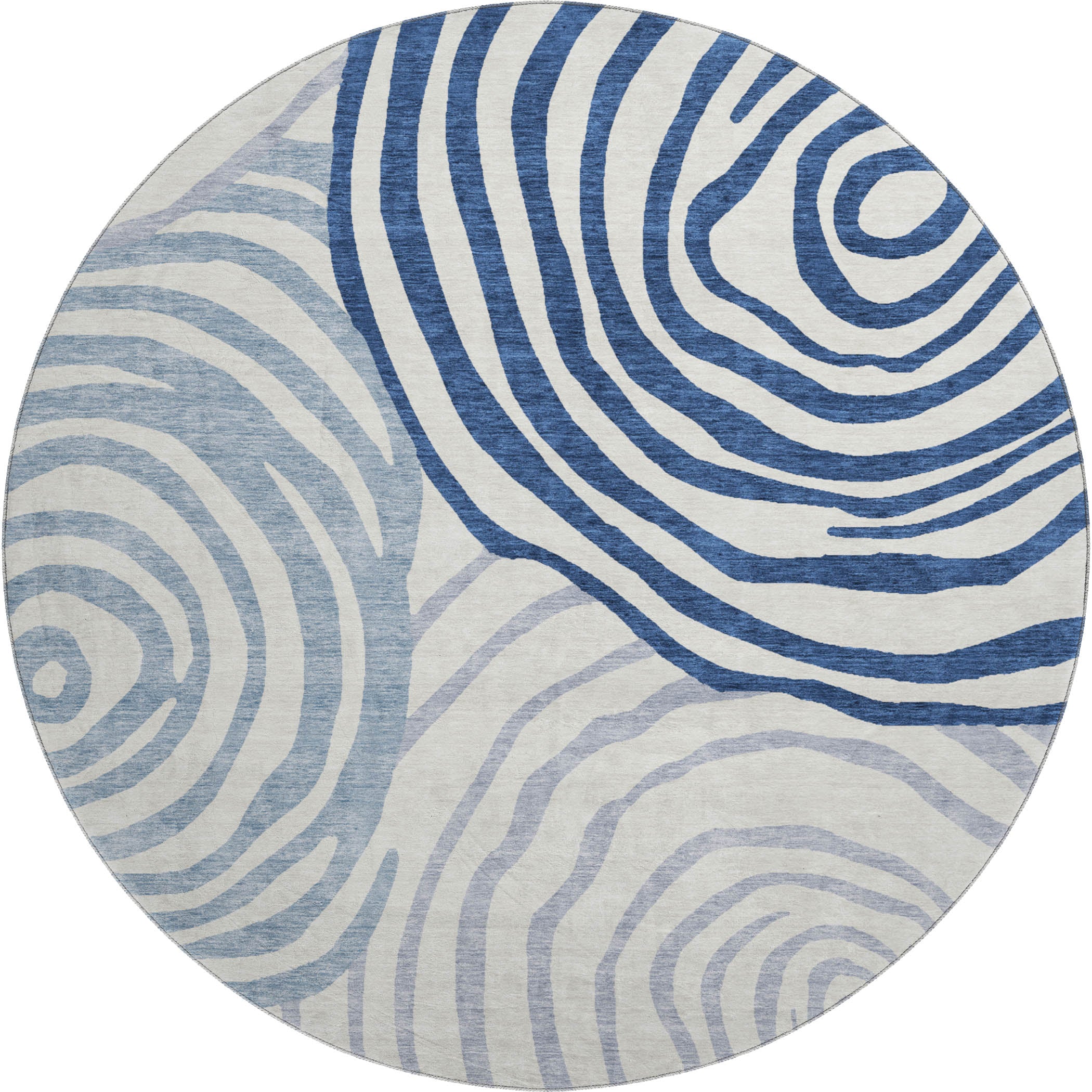 Chiang Mai Machine Washable Transitional Blue Rug 8' x 8' #shape_Round