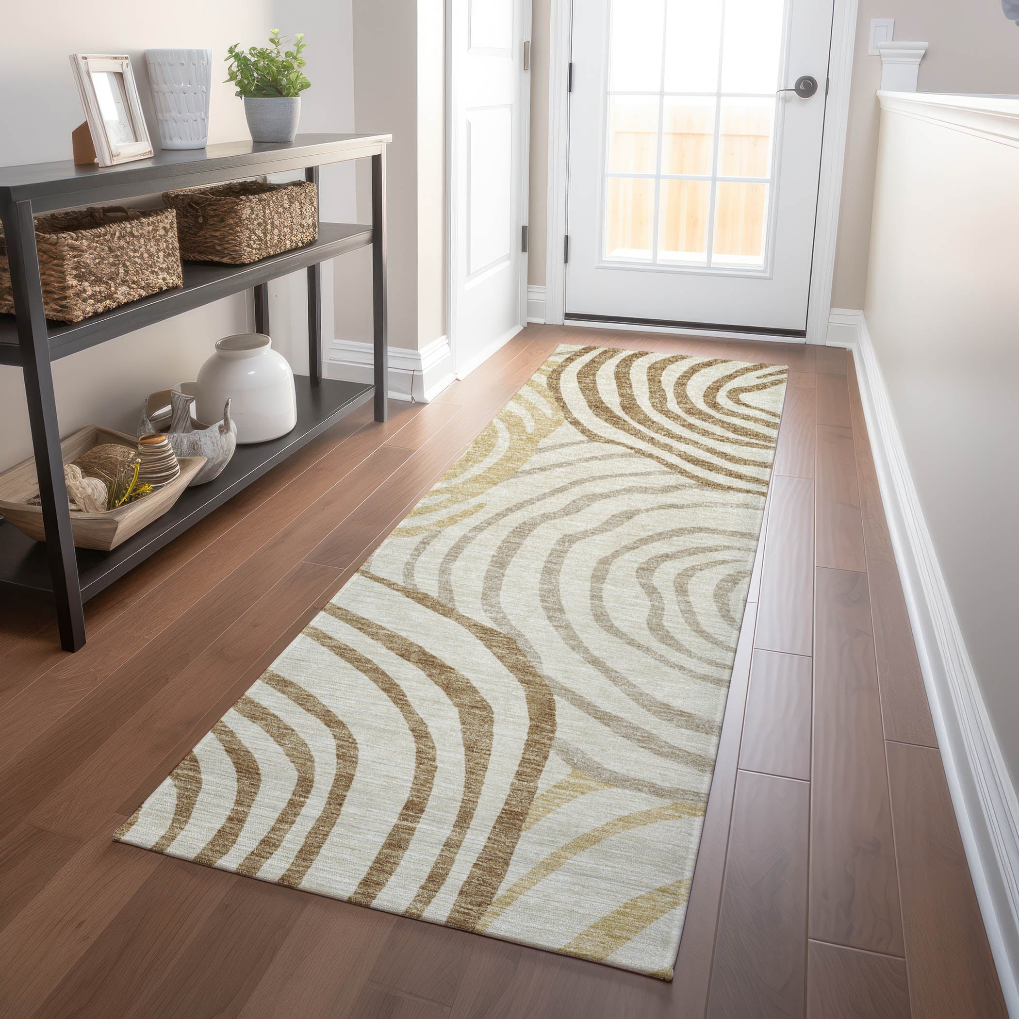 Chiang Mai Machine Washable Transitional Gold Rug 2'3" x 7'6" #shape_Runner