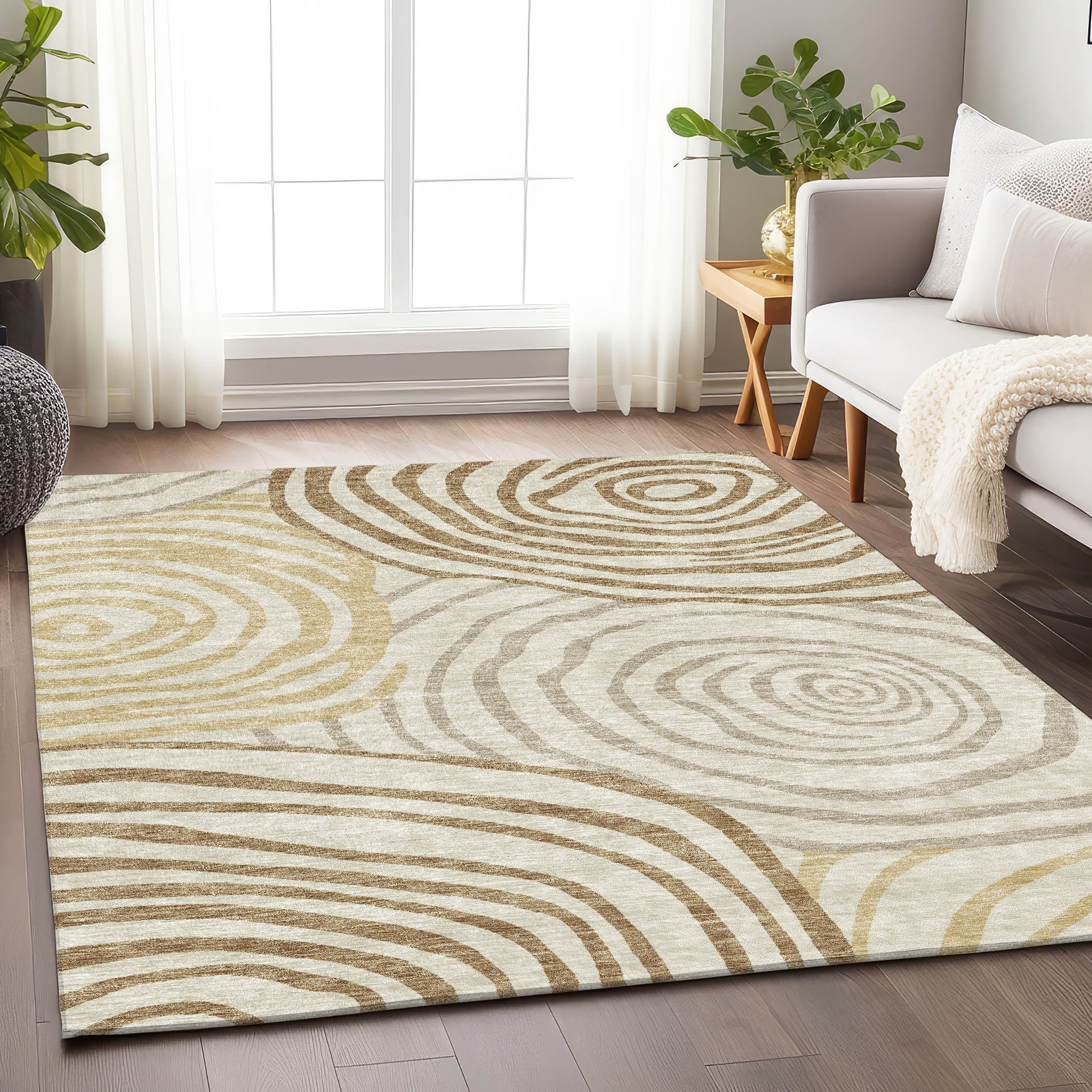 Chiang Mai Machine Washable Transitional Gold Rug 2'6" x 3'10" #shape_Rectangle