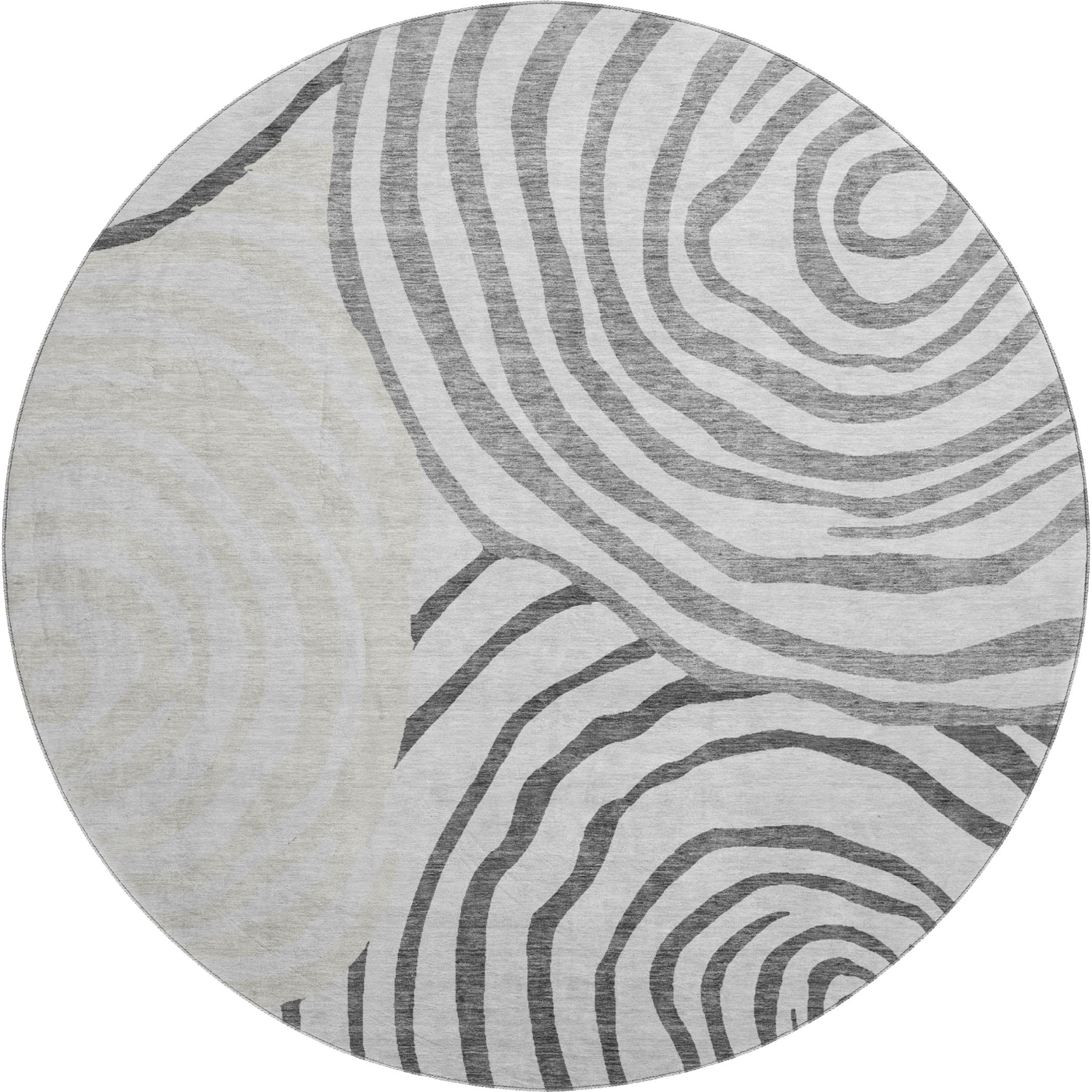 Chiang Mai Machine Washable Transitional Gray Rug 8' x 8' #shape_Round