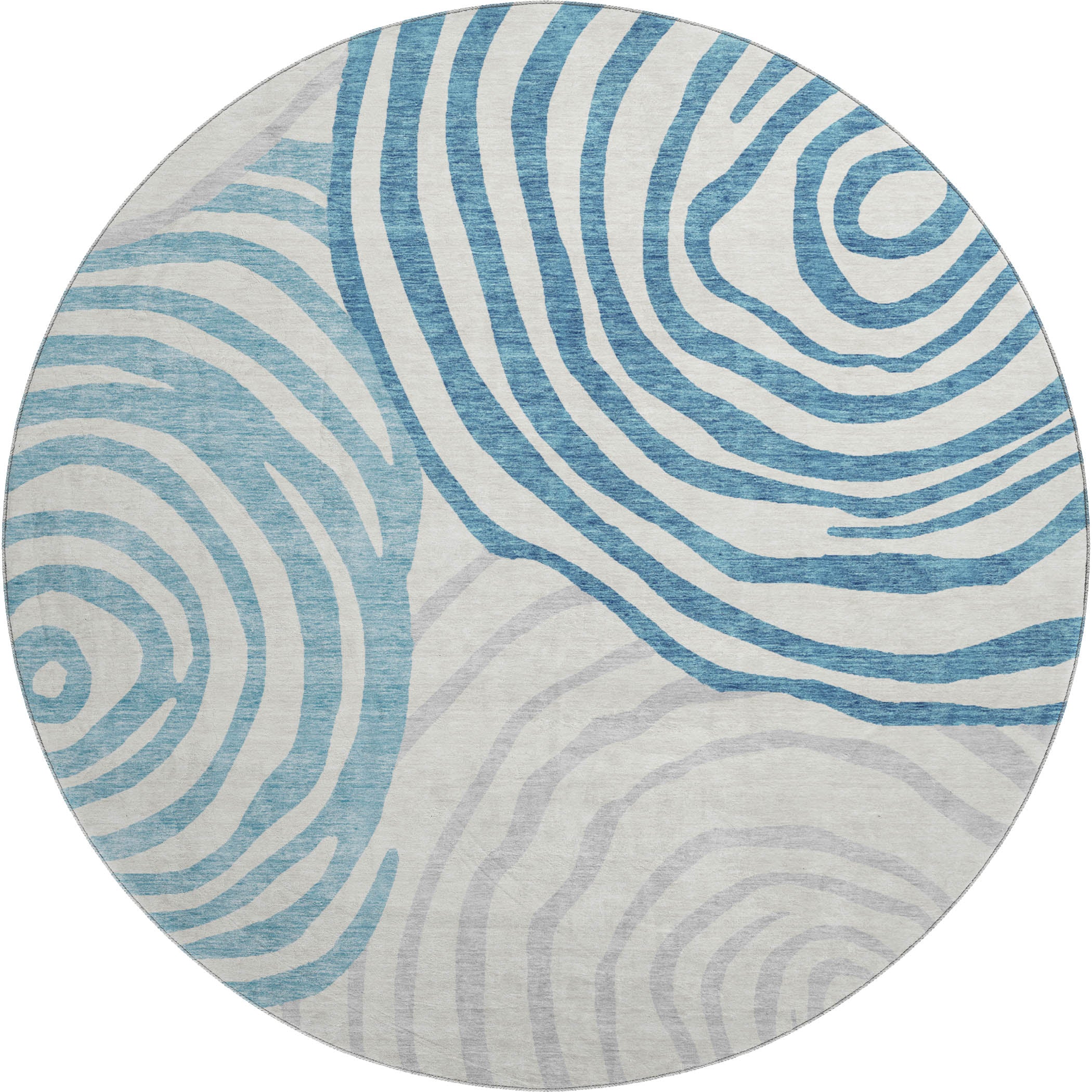 Chiang Mai Machine Washable Transitional Teal Rug 8' x 8' #shape_Round