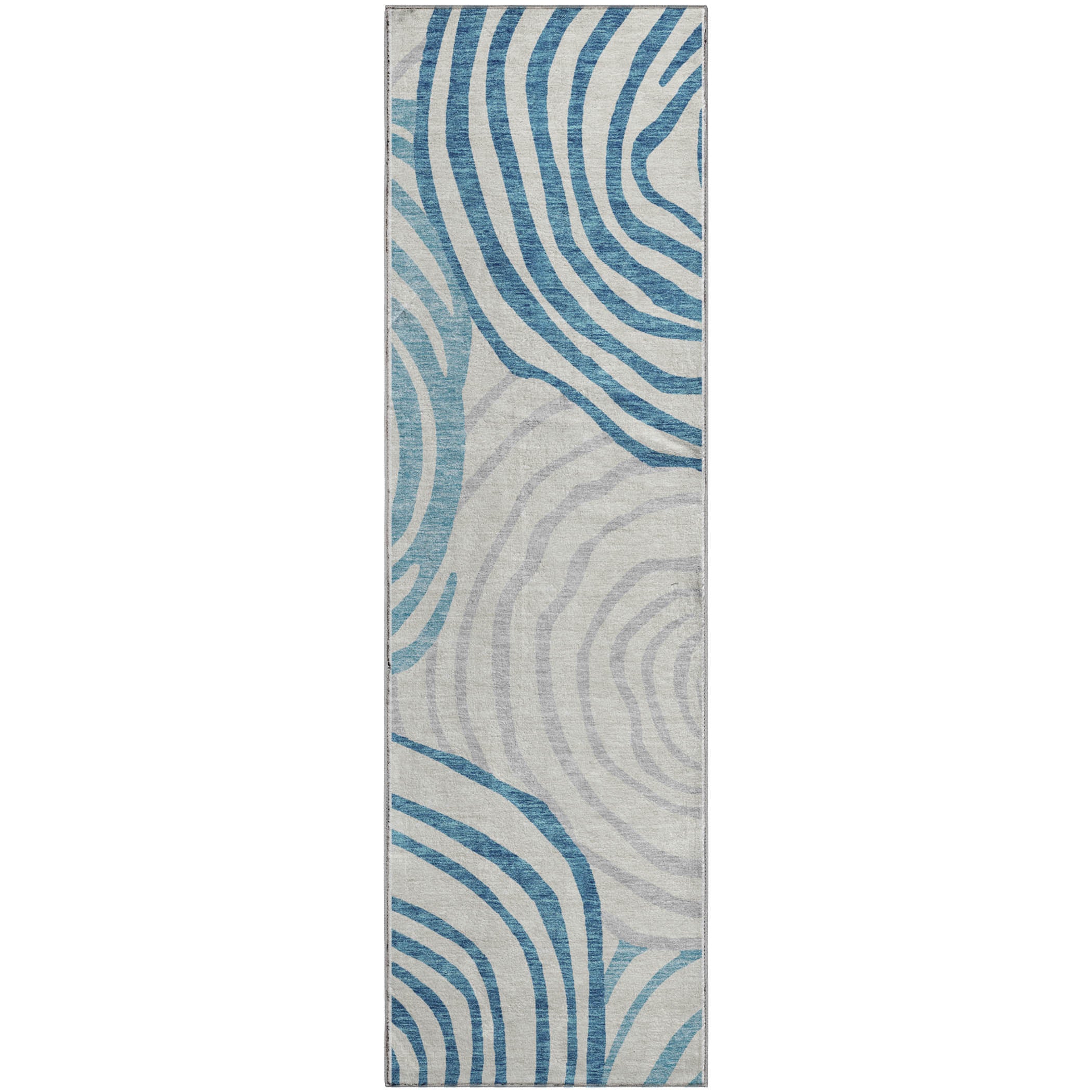 Chiang Mai Machine Washable Transitional Teal Rug 2'3" x 7'6" #shape_Runner