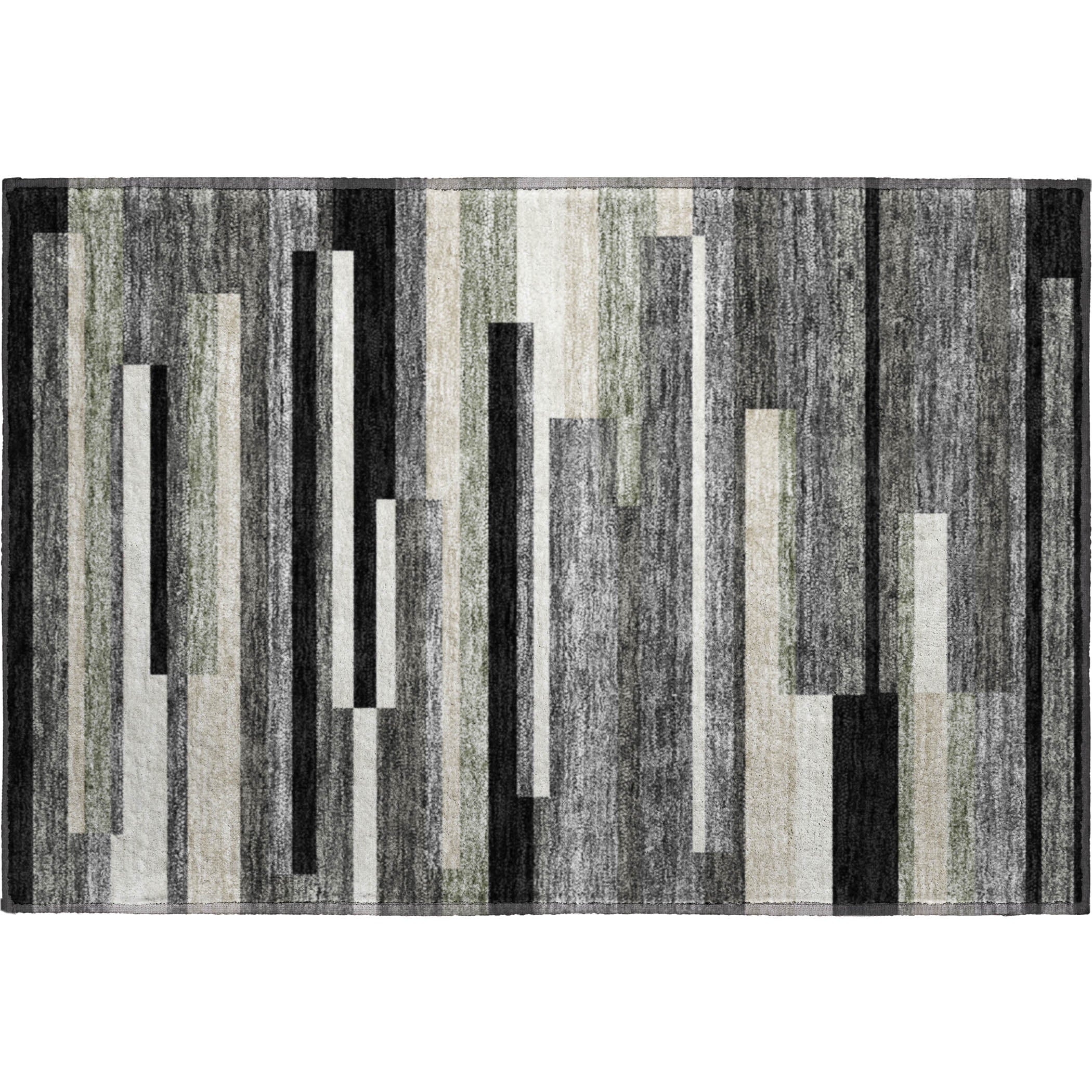 Bruges Machine Washable Transitional Black Rug 1'8" x 2'6" #shape_Rectangle