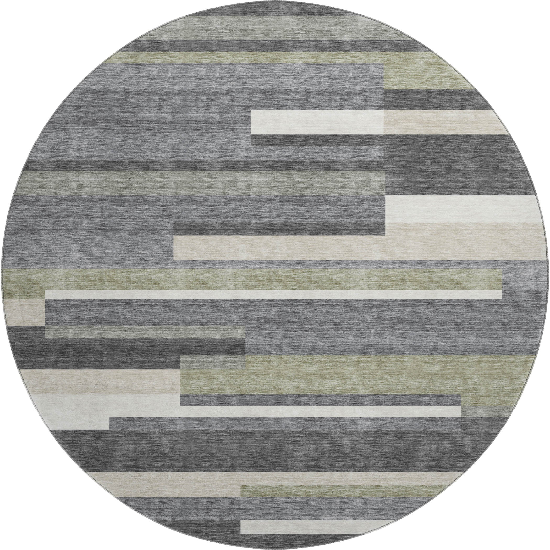 Bruges Machine Washable Transitional Charcoal Gray Rug 8' x 8' #shape_Round