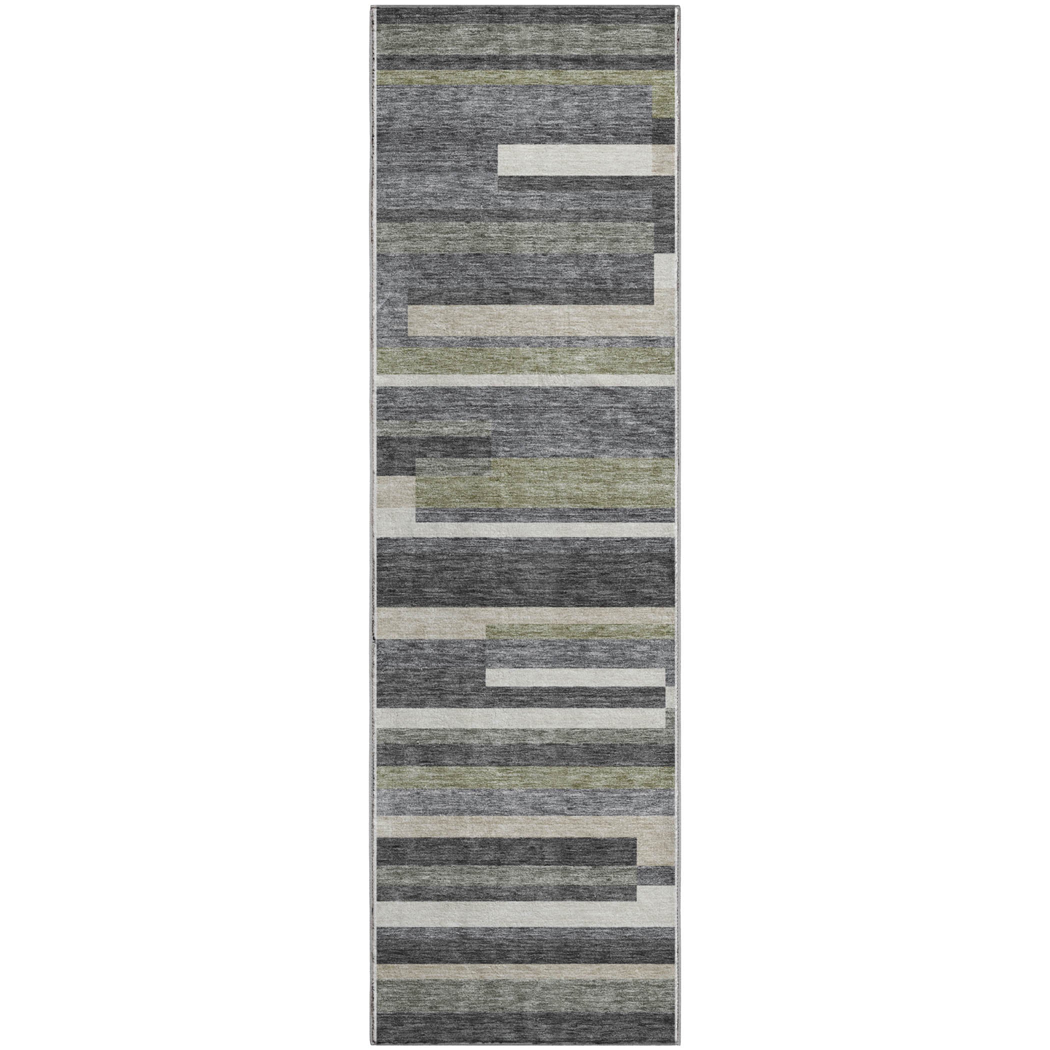 Bruges Machine Washable Transitional Charcoal Gray Rug 2'3" x 7'6" #shape_Runner