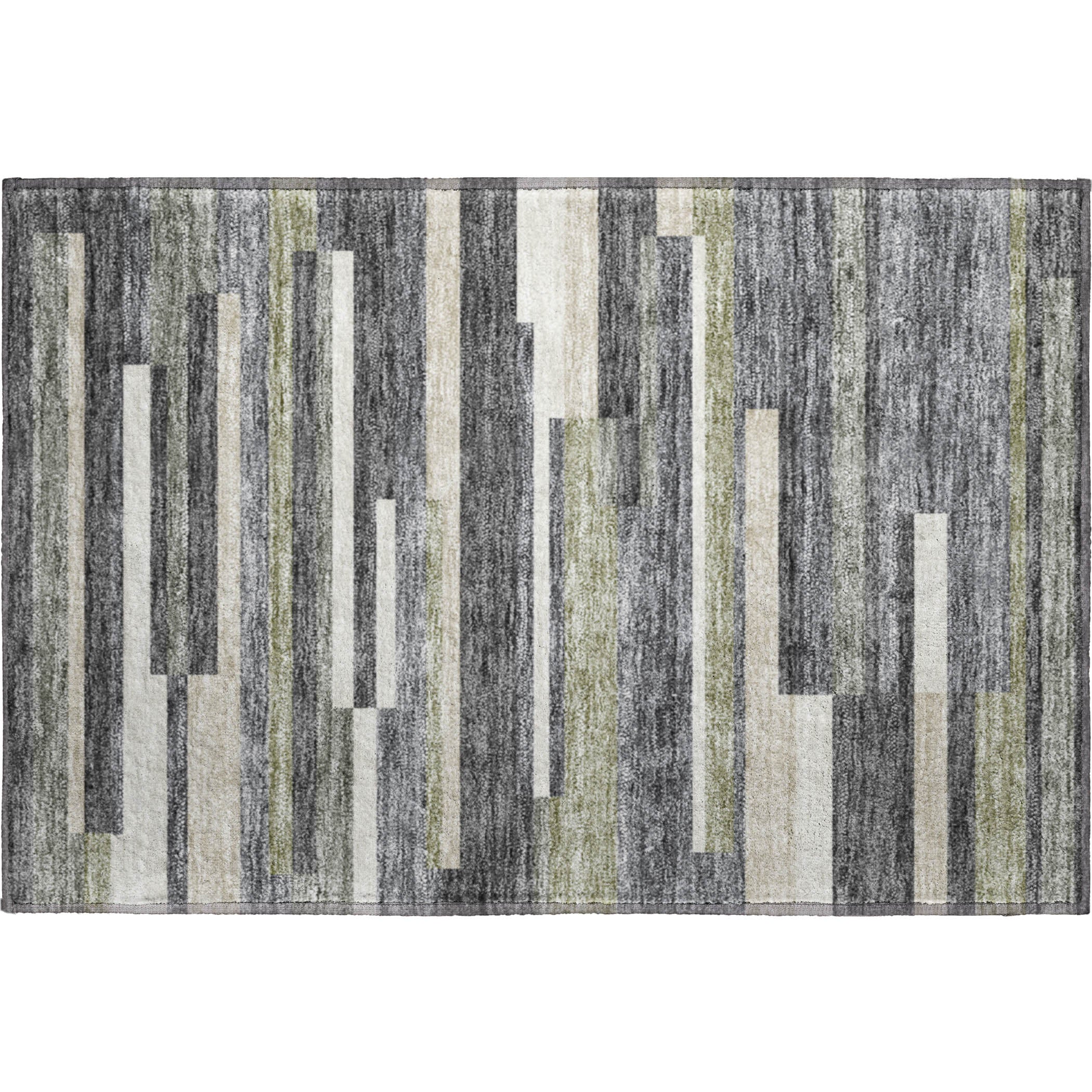 Bruges Machine Washable Transitional Charcoal Gray Rug 1'8" x 2'6" #shape_Rectangle
