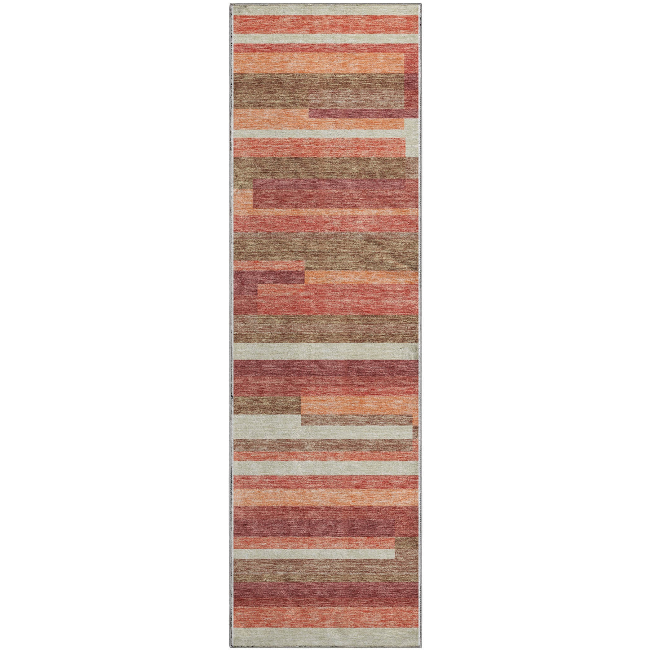 Bruges Machine Washable Transitional Coral Orange Rug 2'3" x 7'6" #shape_Runner