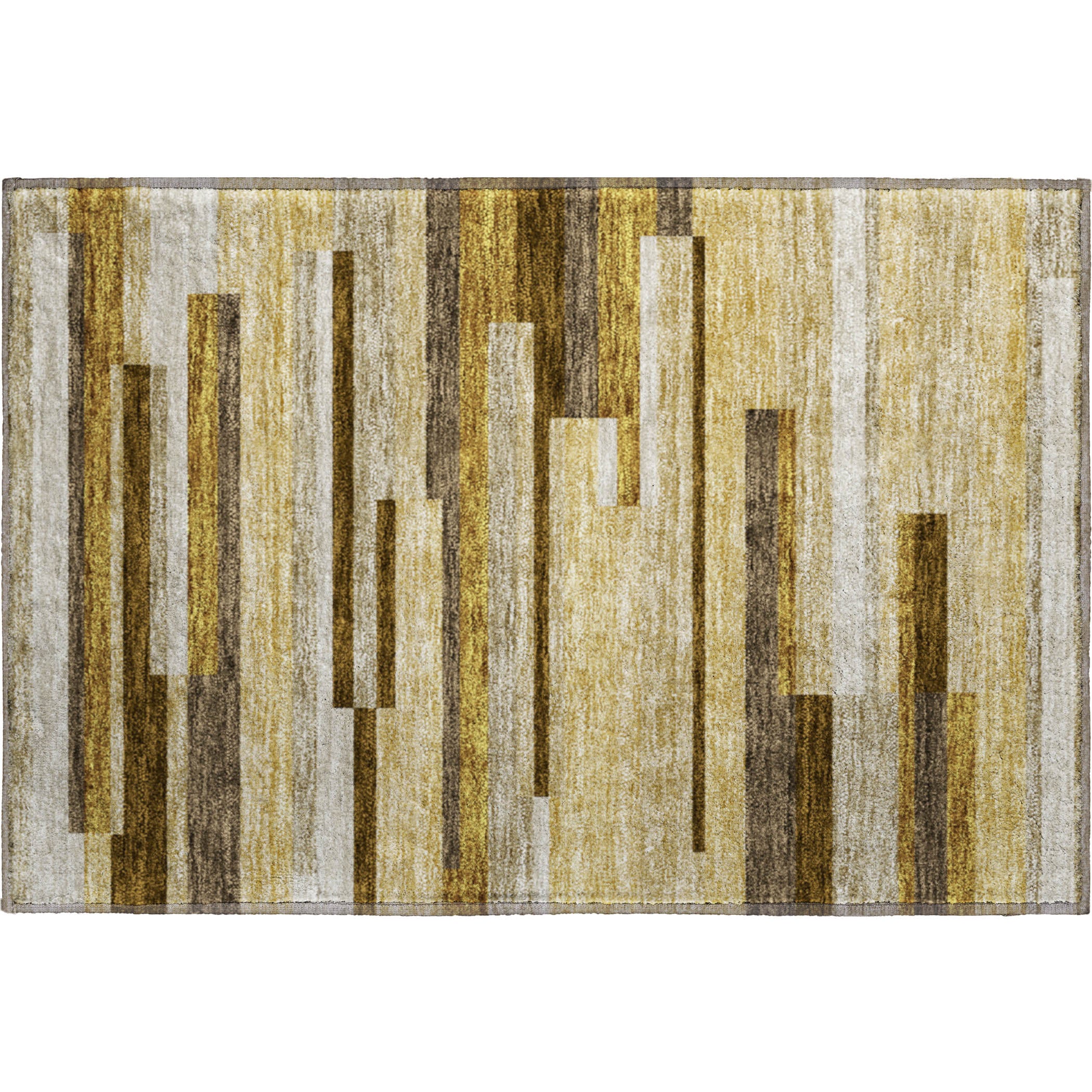 Bruges Machine Washable Transitional Khaki Brown Rug 1'8" x 2'6" #shape_Rectangle