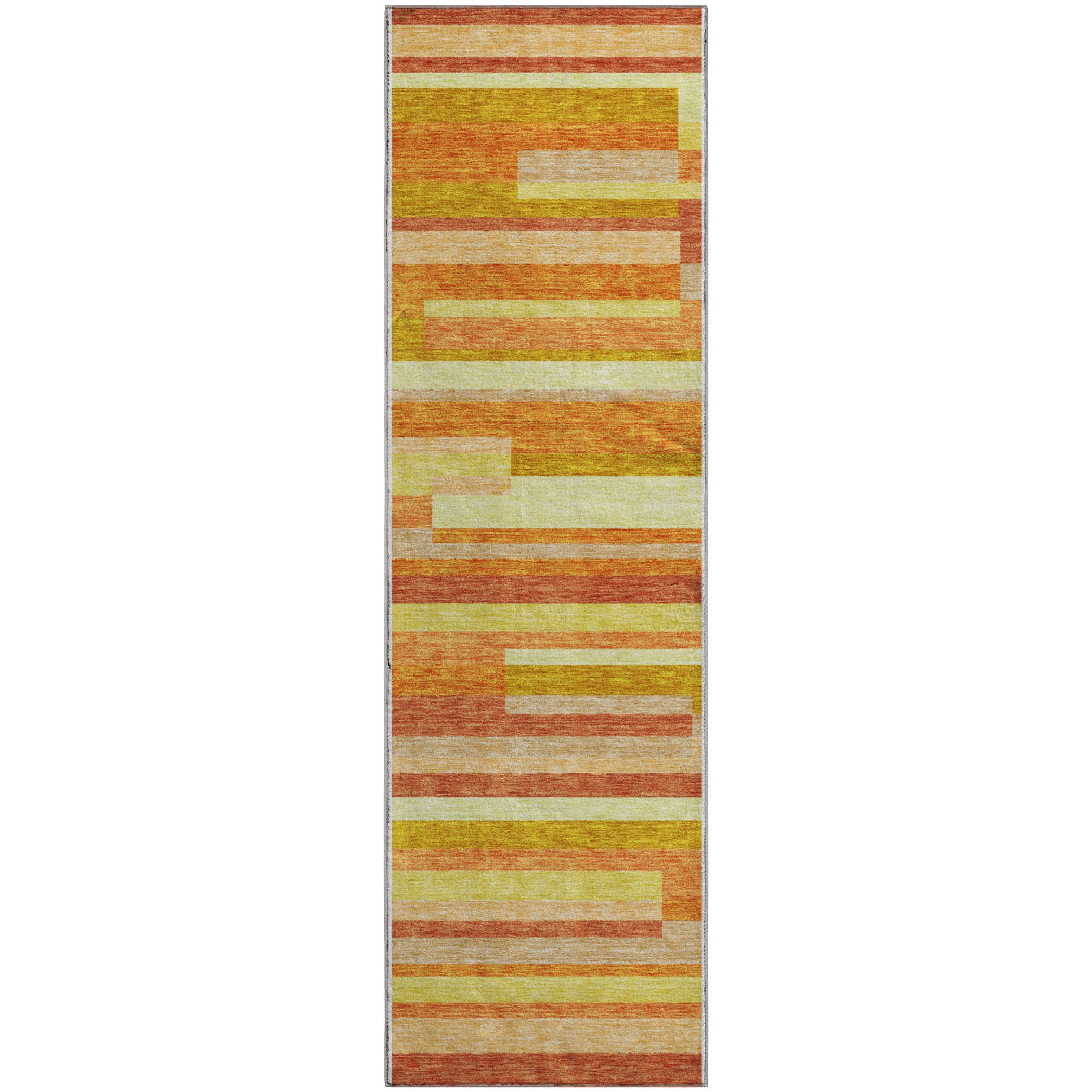 Bruges Machine Washable Transitional Orange Rug 2'3" x 7'6" #shape_Runner