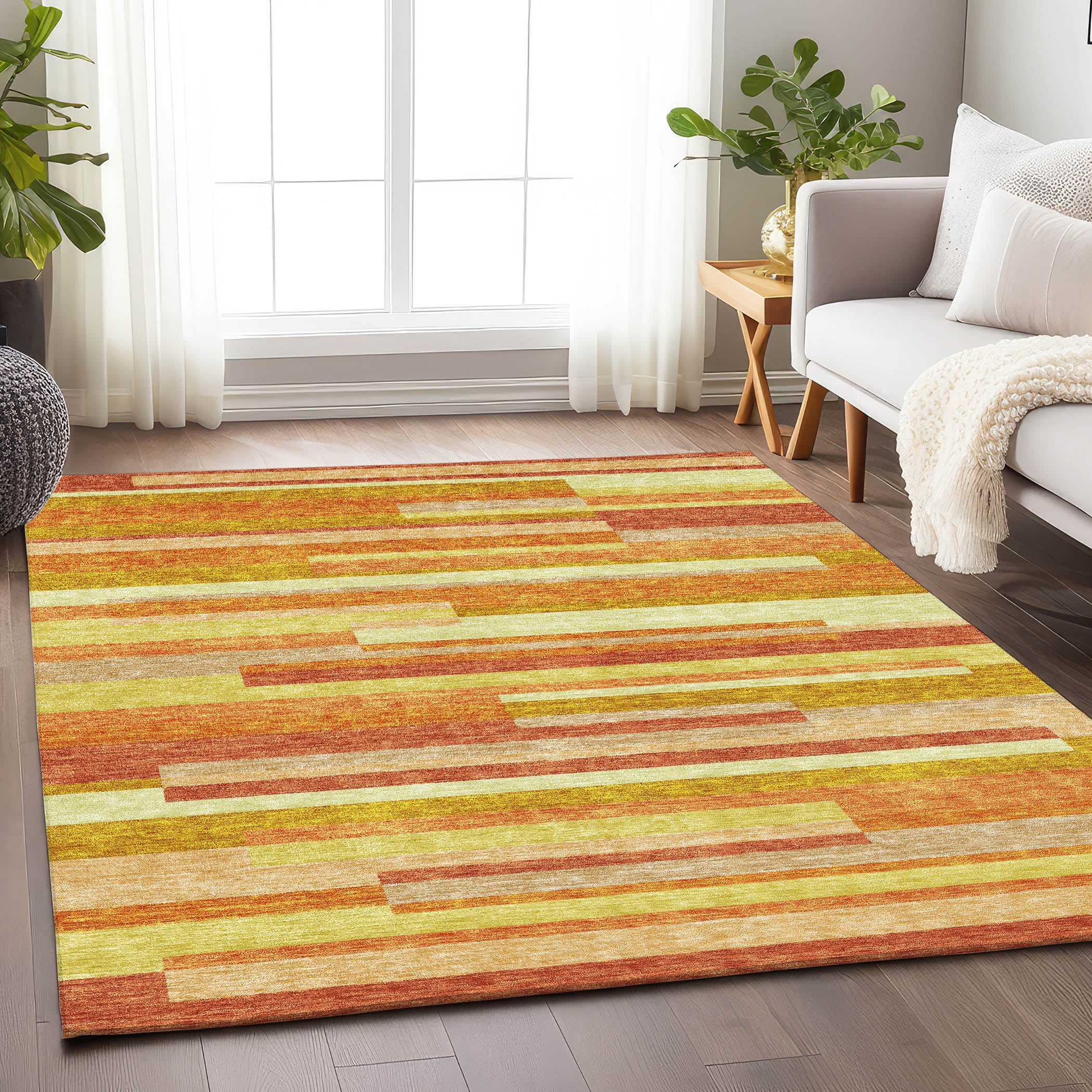 Bruges Machine Washable Transitional Orange Rug 2'6" x 3'10" #shape_Rectangle