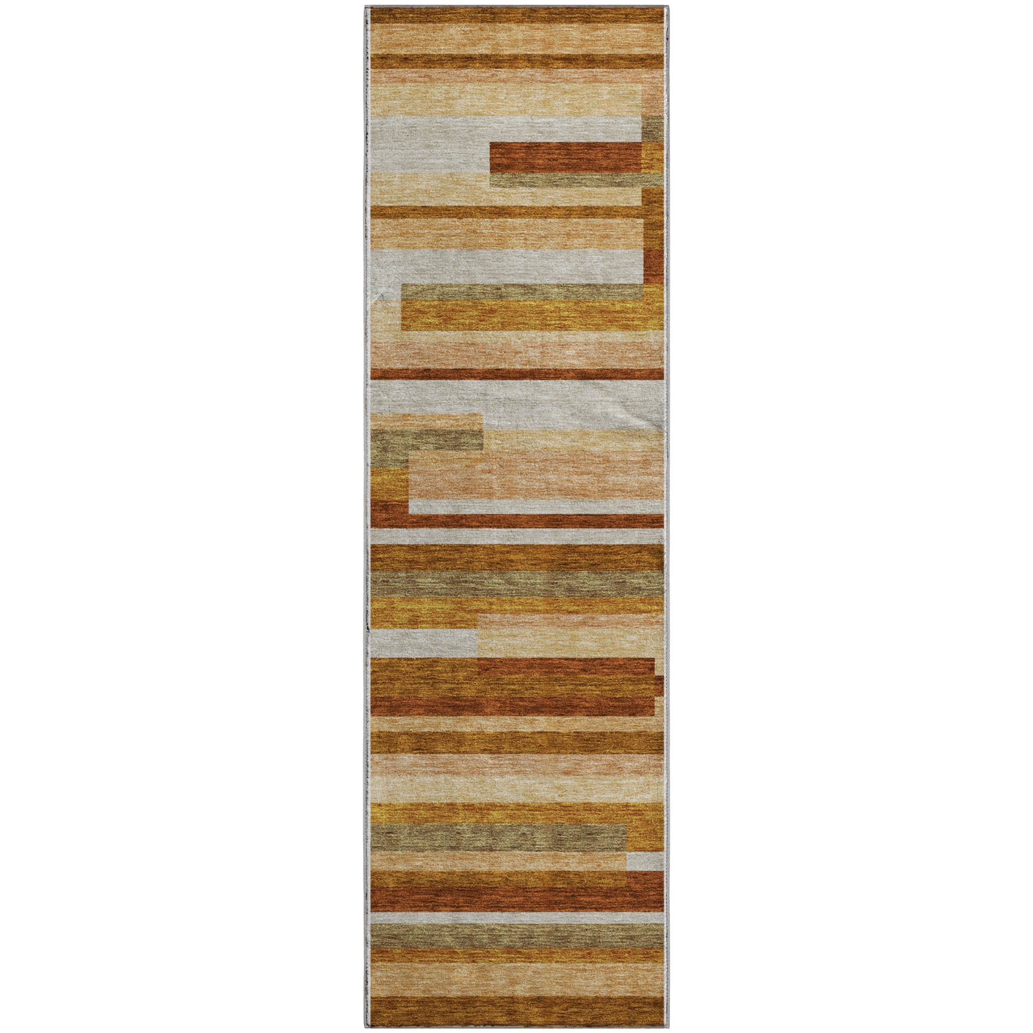Bruges Machine Washable Transitional Paprika Orange Rug 2'3" x 7'6" #shape_Runner