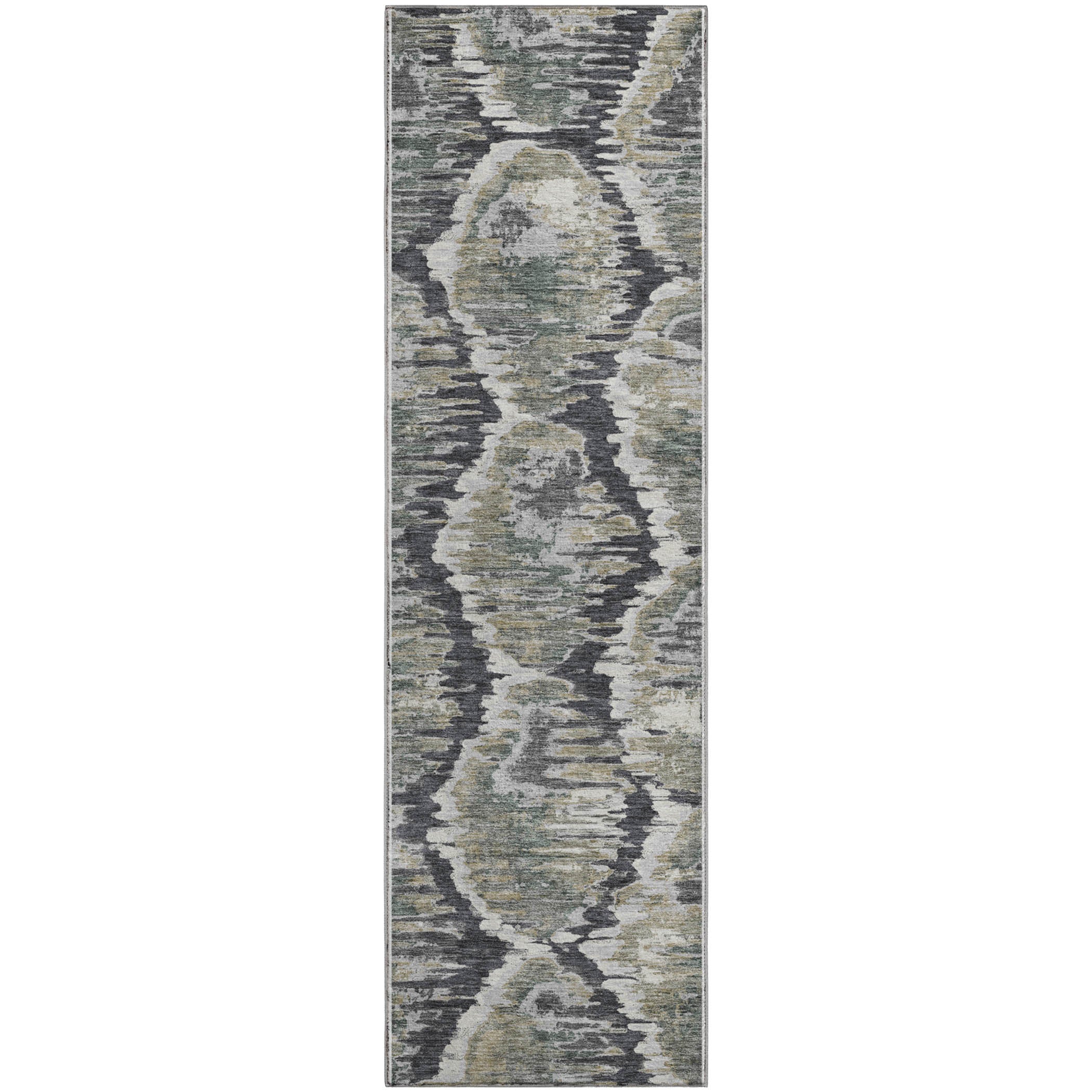 Oslo Machine Washable Transitional Charcoal Gray Rug 2'3" x 7'6" #shape_Runner