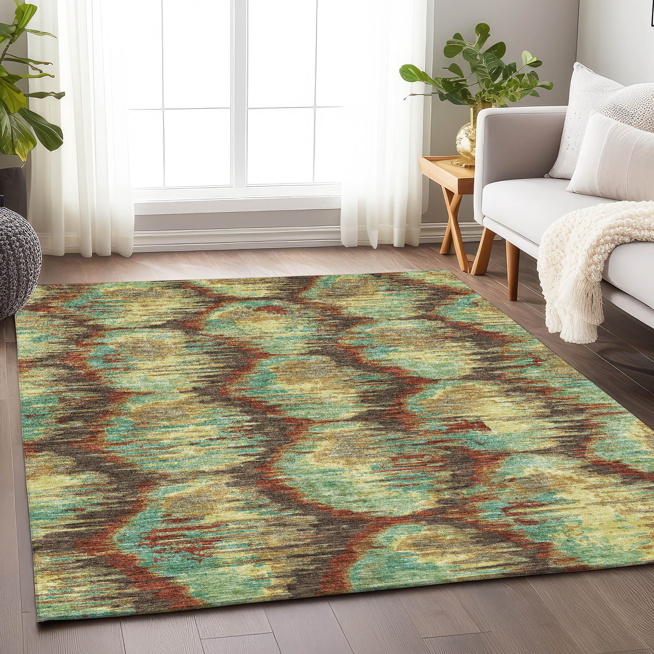 Oslo Machine Washable Transitional Fudge Brown Rug 2'6" x 3'10" #shape_Rectangle
