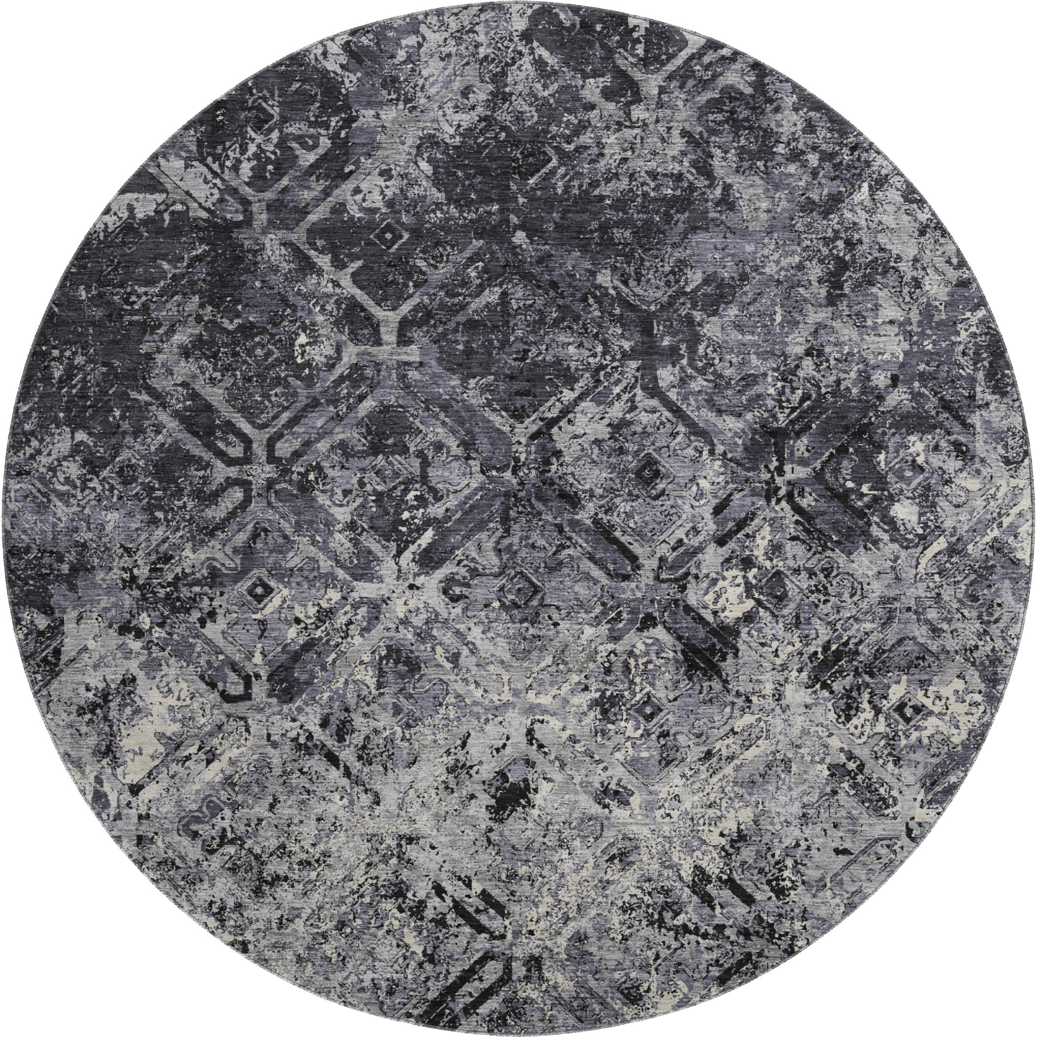 Cairo Machine Washable Transitional Black Rug 8' x 8' #shape_Round