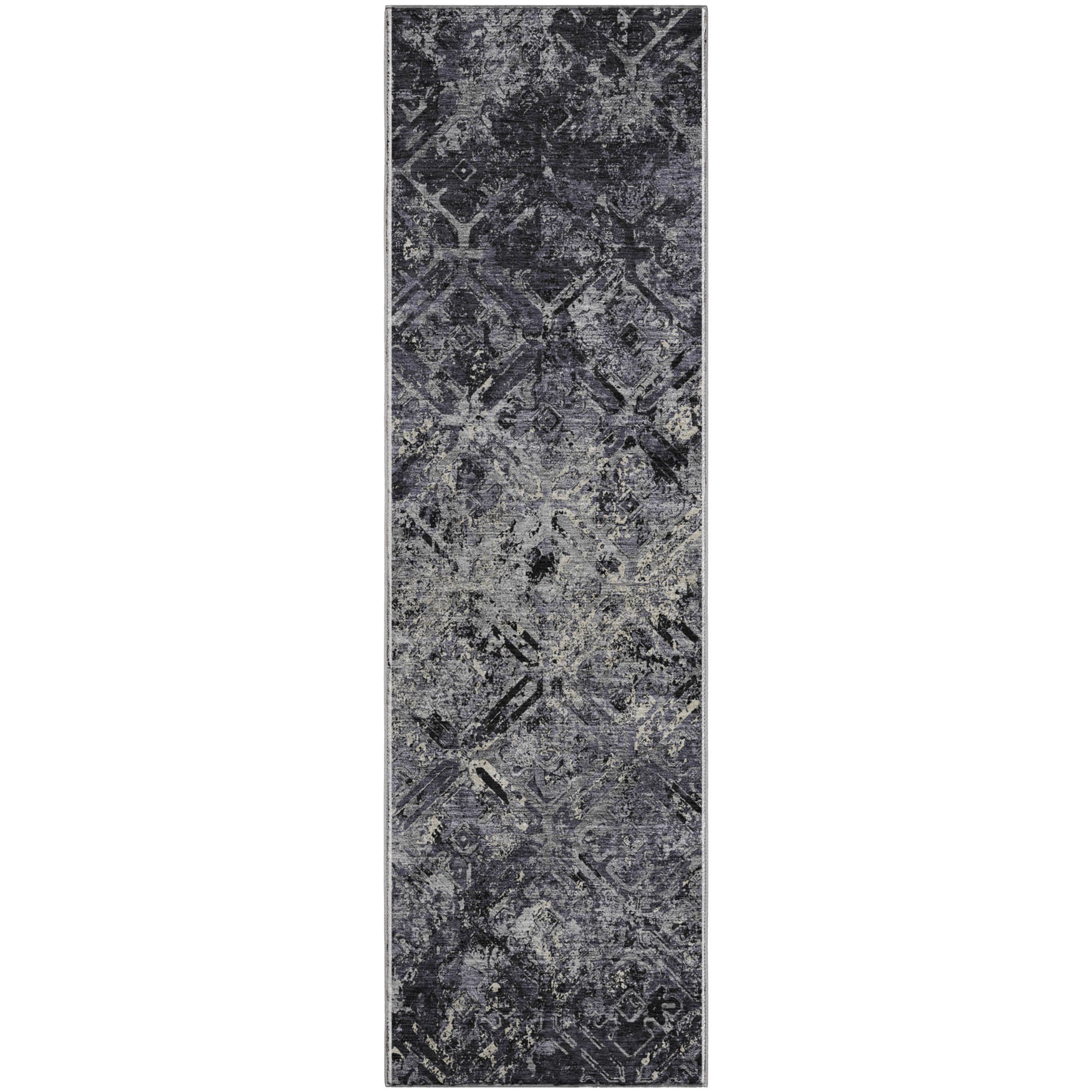Cairo Machine Washable Transitional Black Rug 2'3" x 7'6" #shape_Runner