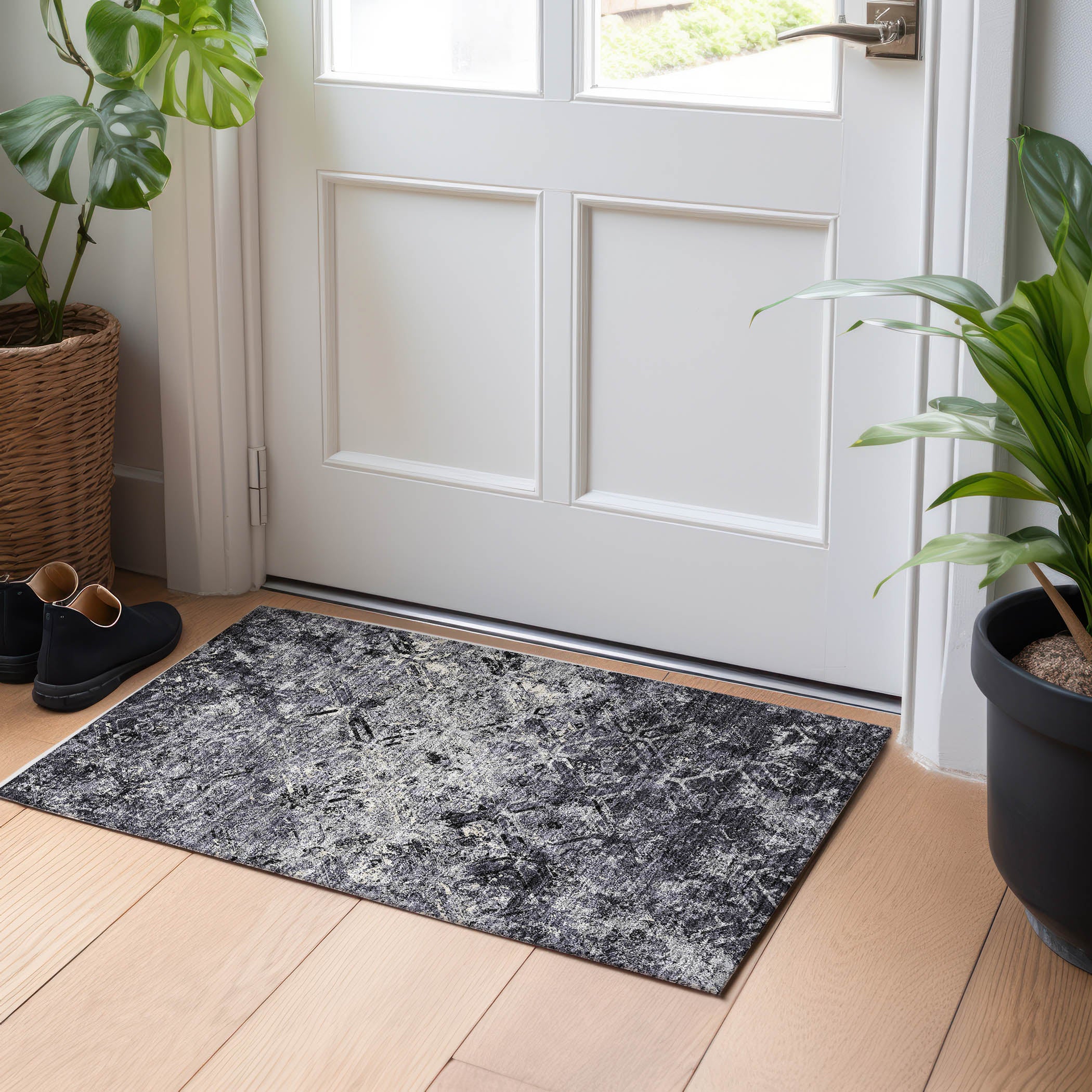 Cairo Machine Washable Transitional Black Rug 1'8" x 2'6" #shape_Rectangle