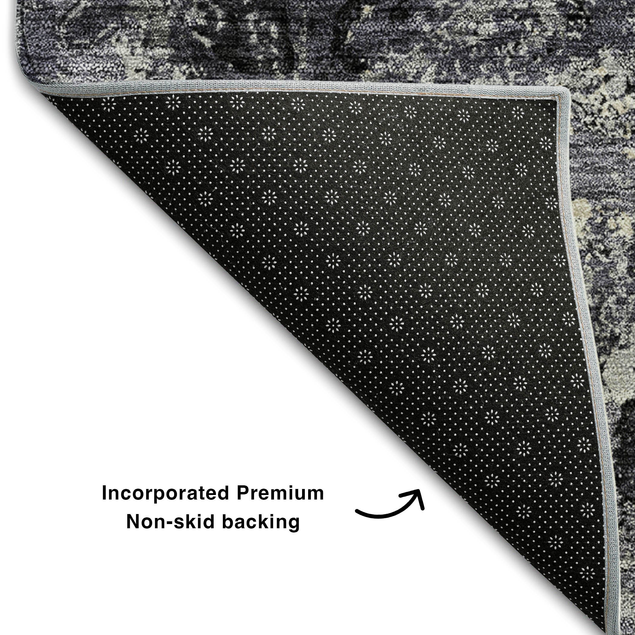 Cairo Machine Washable Transitional Black Rug 1'8" x 2'6" #shape_Rectangle