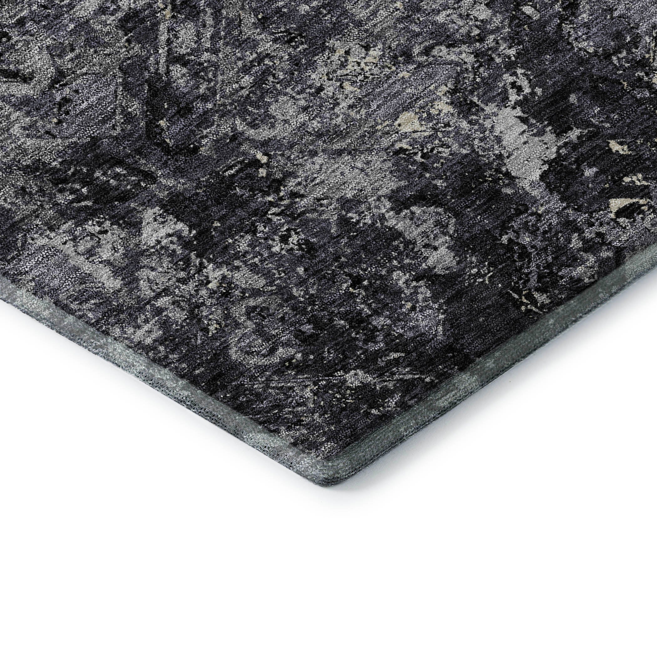 Cairo Machine Washable Transitional Black Rug 1'8" x 2'6" #shape_Rectangle