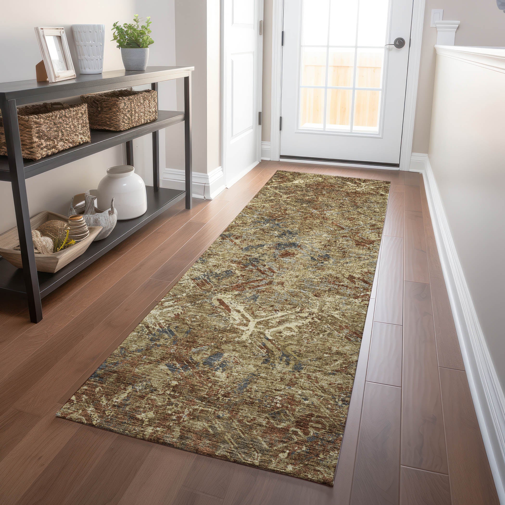 Cairo Machine Washable Transitional Brown Rug 2'3" x 7'6" #shape_Runner