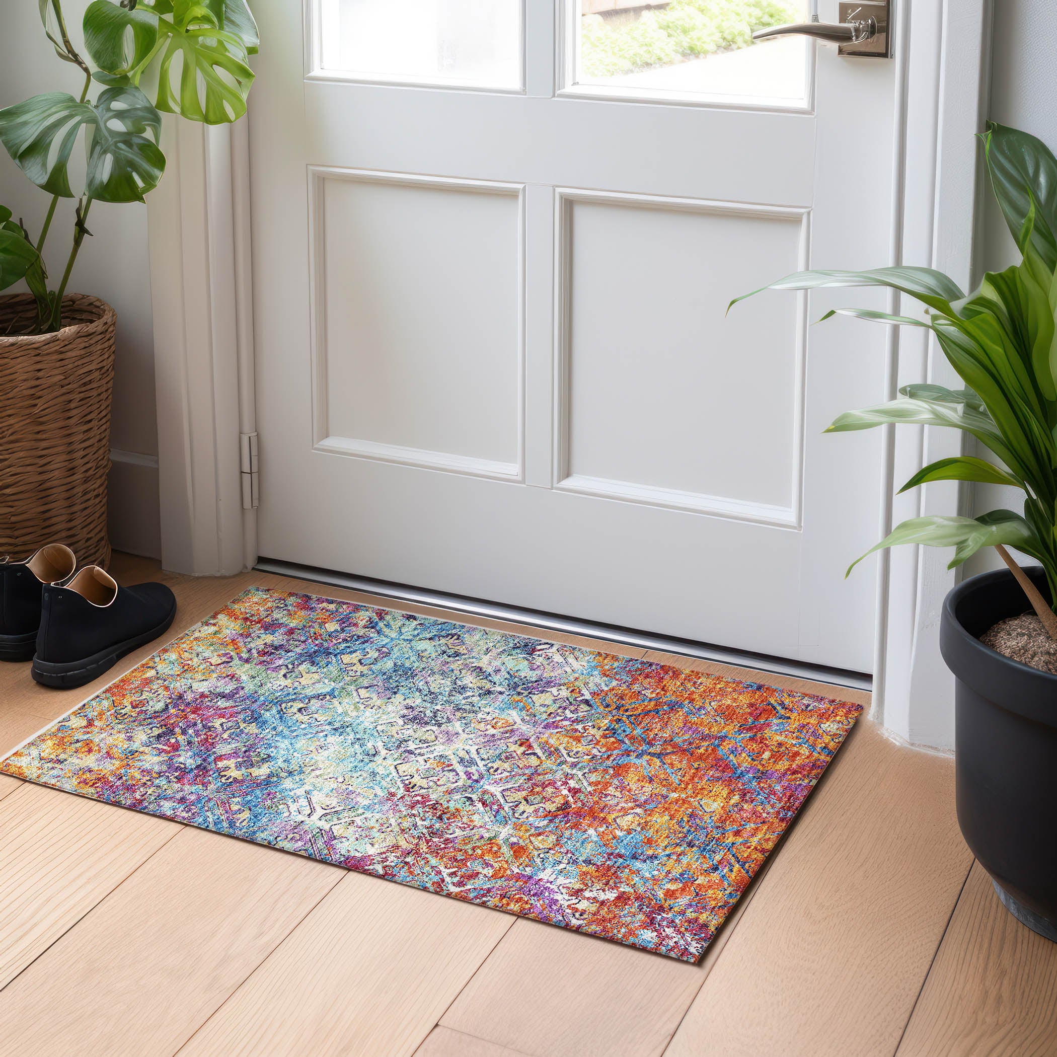 Cairo Machine Washable Transitional Copper Orange Rug 1'8" x 2'6" #shape_Rectangle