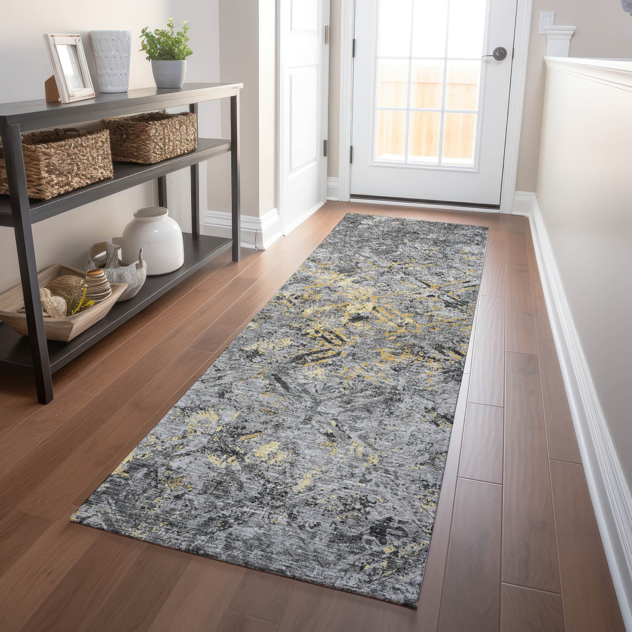 Cairo Machine Washable Transitional Gray Rug 2'3" x 7'6" #shape_Runner
