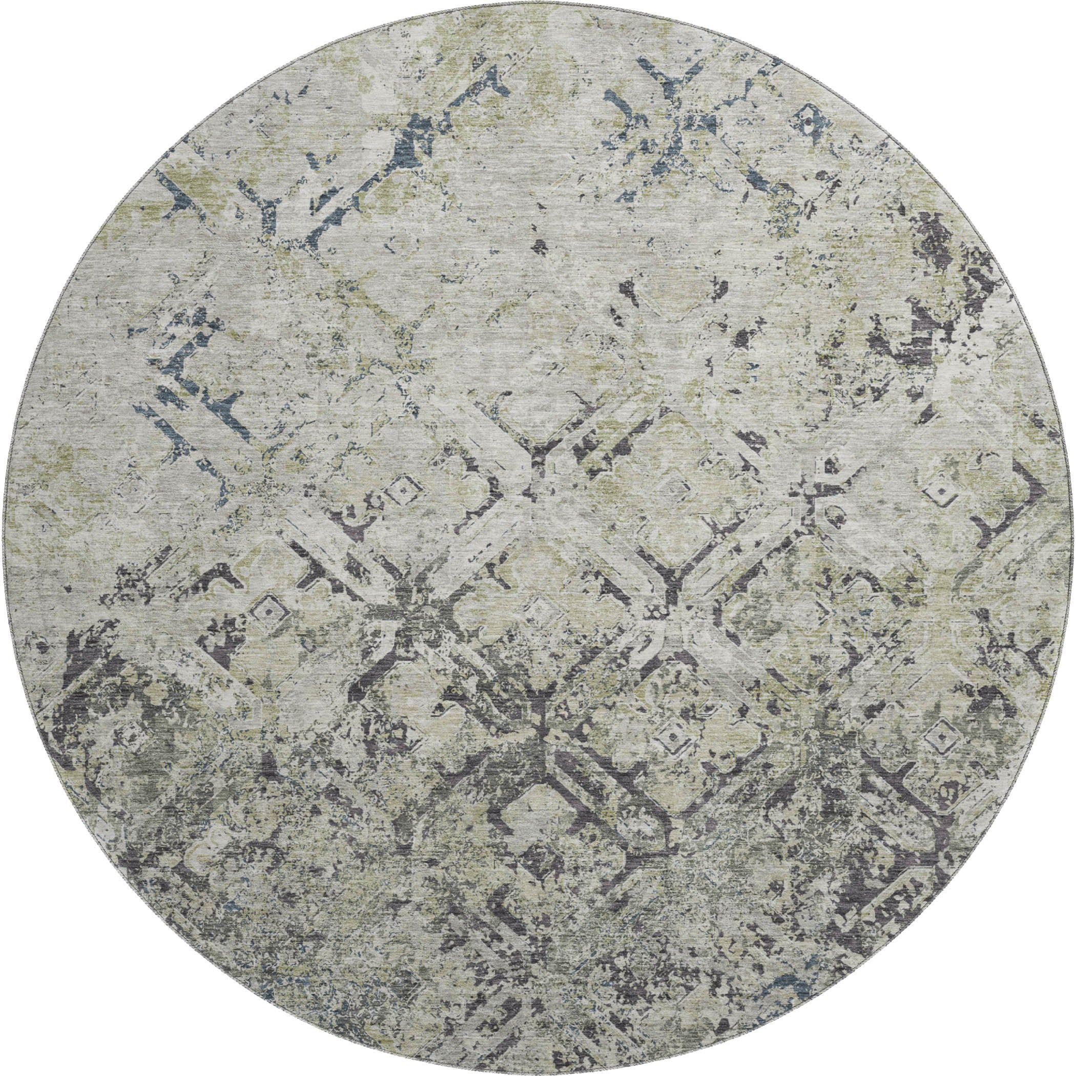 Cairo Machine Washable Transitional Silver Gray Rug 8' x 8' #shape_Round
