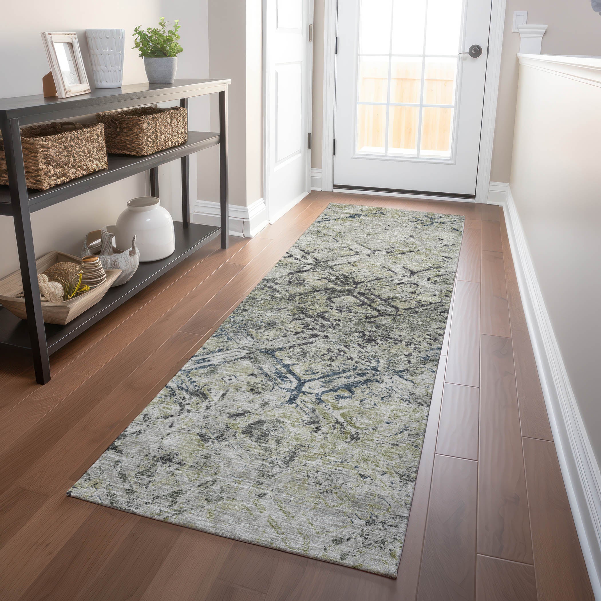 Cairo Machine Washable Transitional Silver Gray Rug 2'3" x 7'6" #shape_Runner