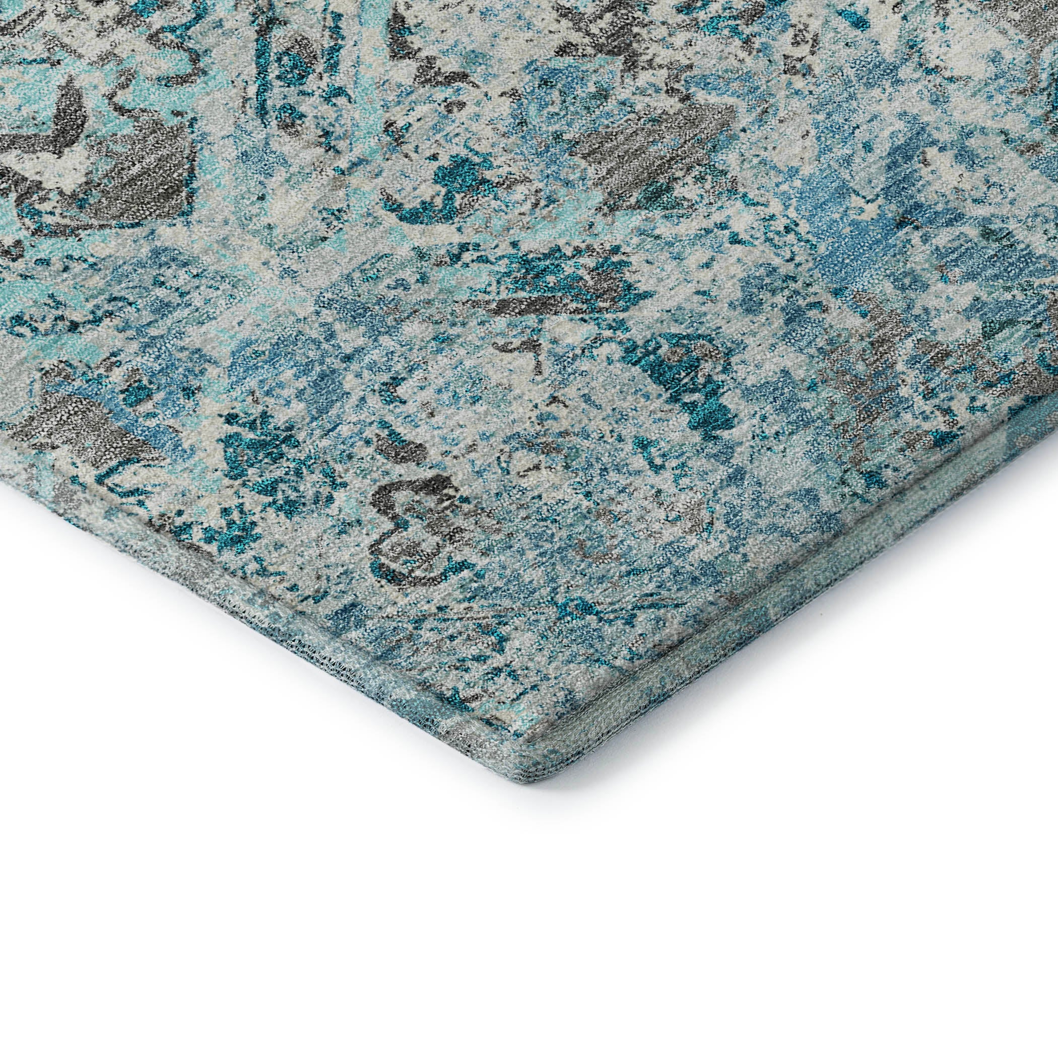 Cairo Machine Washable Transitional Teal Rug 1'8" x 2'6" #shape_Rectangle