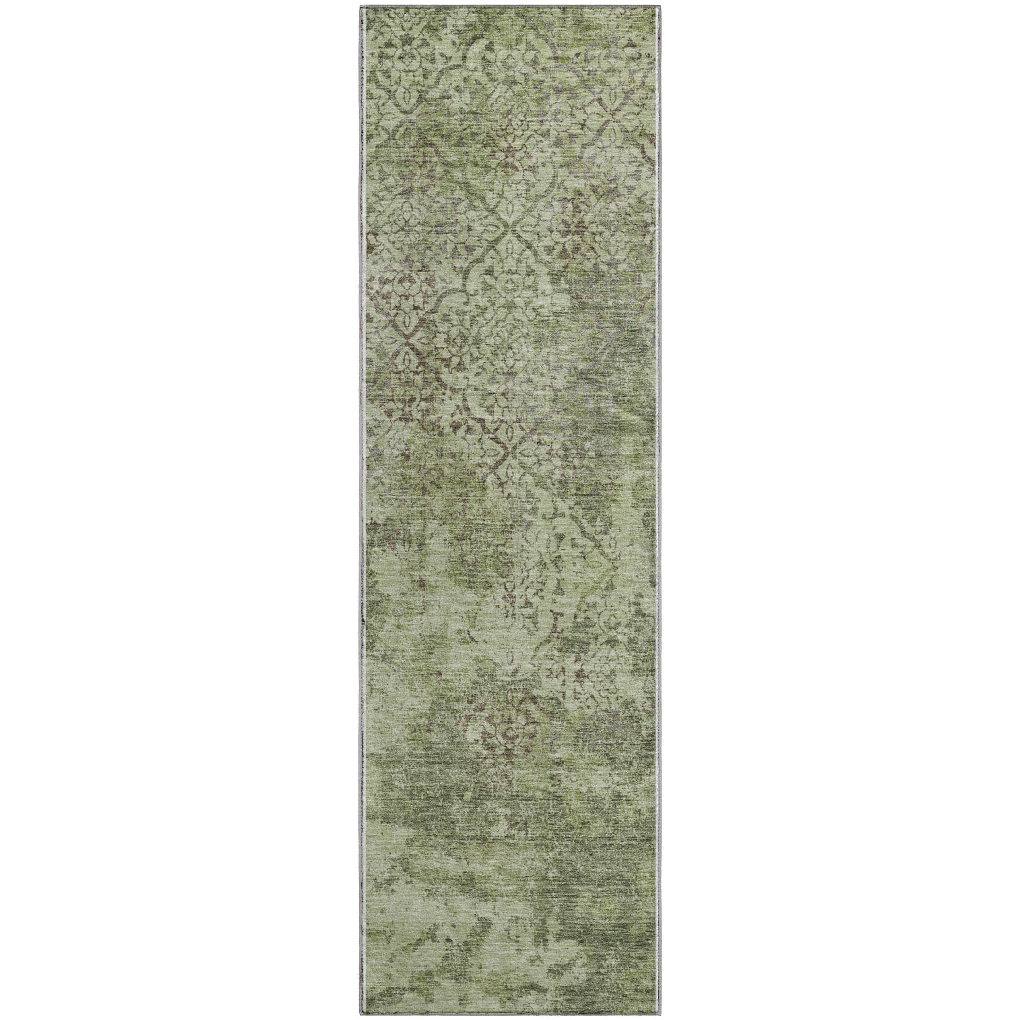 Bangkok Machine Washable Transitional Aloe Green Rug 2'3" x 7'6" #shape_Runner