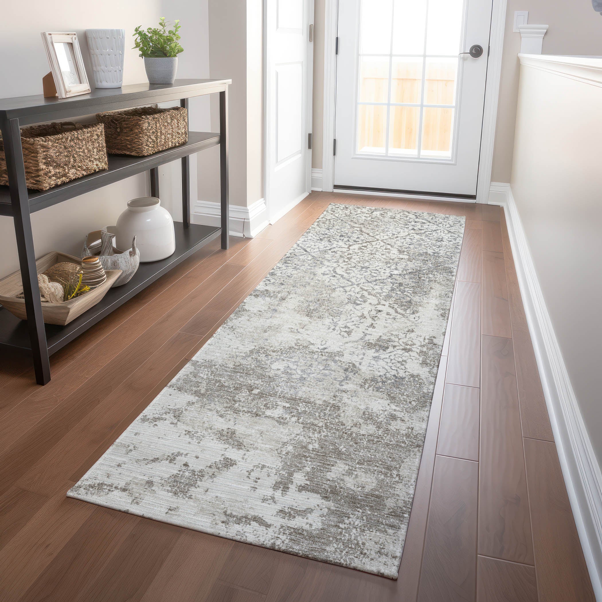 Bangkok Machine Washable Transitional Ivory Rug 2'3" x 7'6" #shape_Runner
