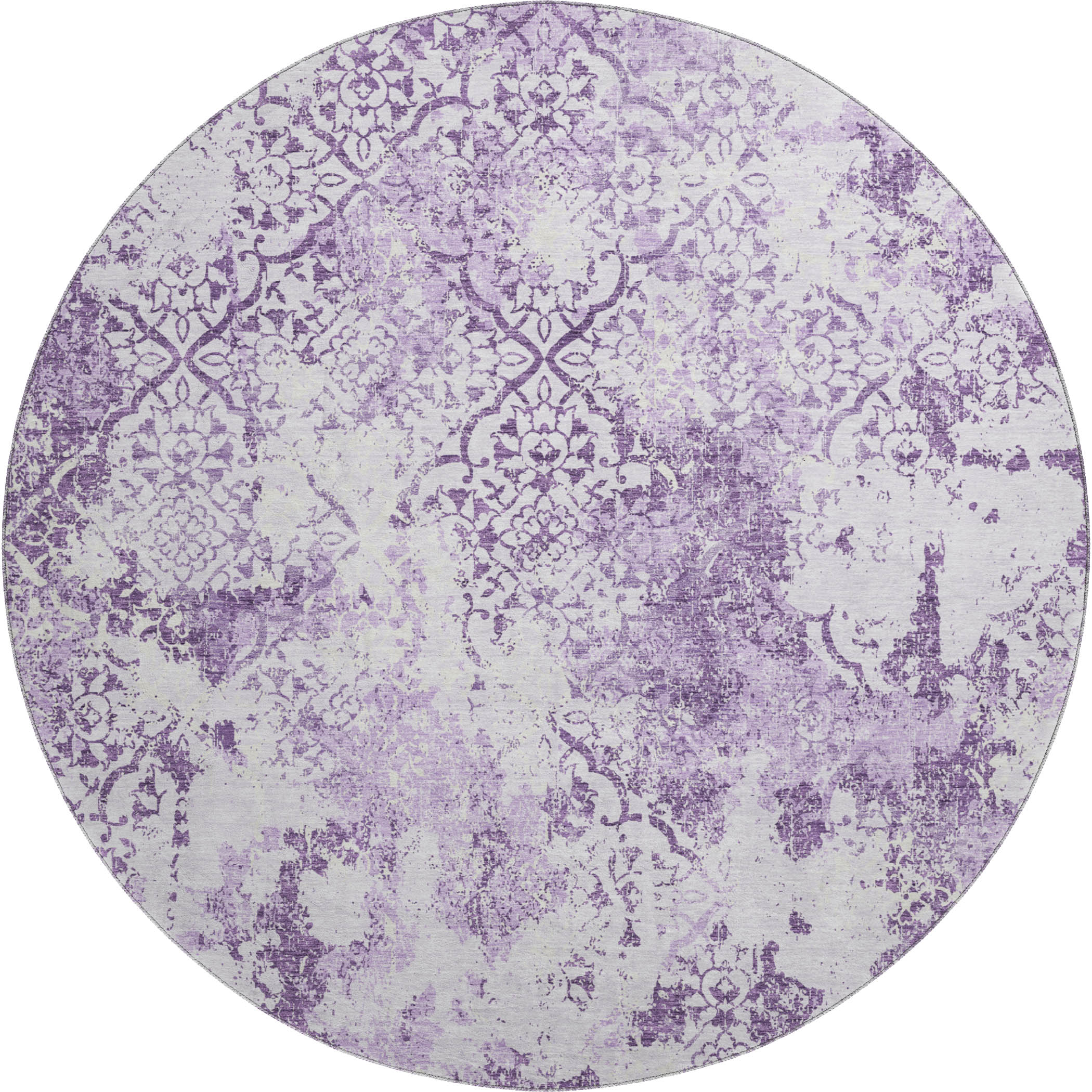Bangkok Machine Washable Transitional Lavender Purple Rug 8' x 8' #shape_Round