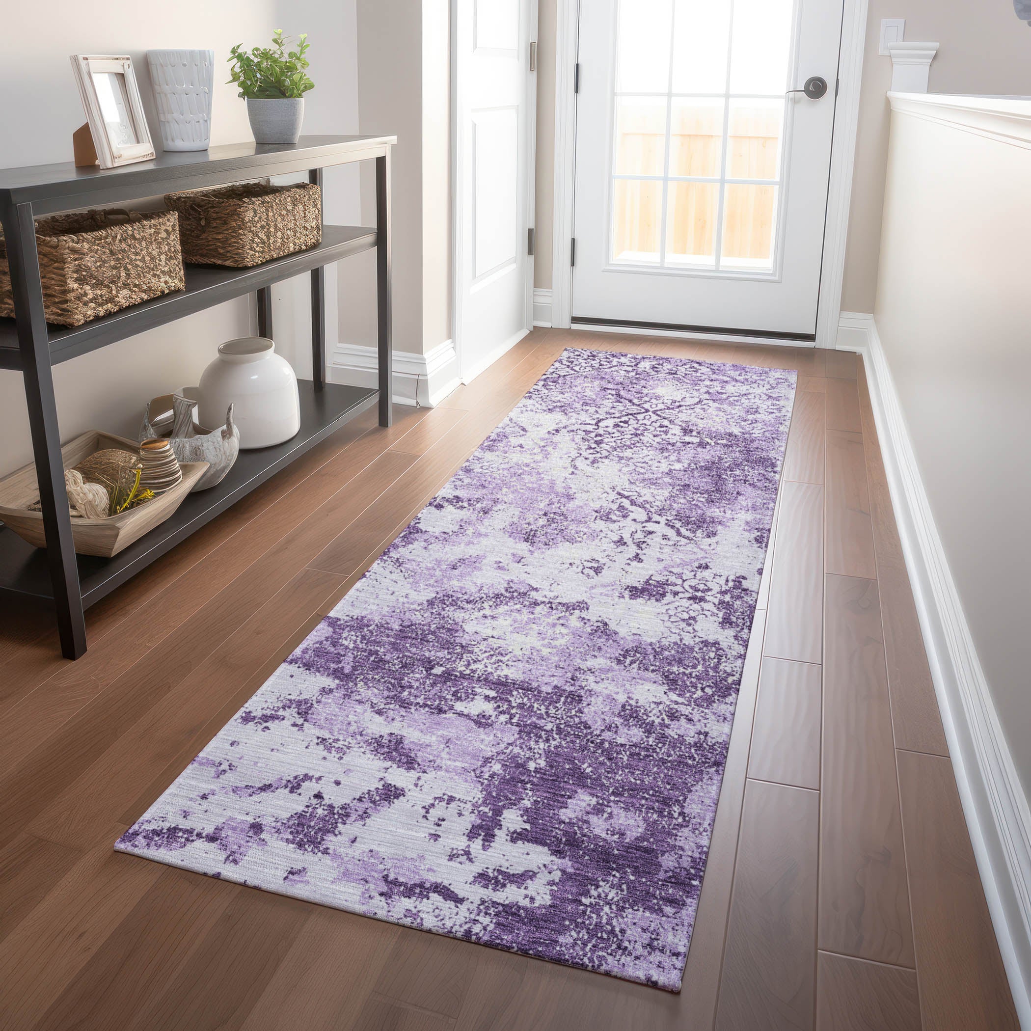 Bangkok Machine Washable Transitional Lavender Purple Rug 2'3" x 7'6" #shape_Runner