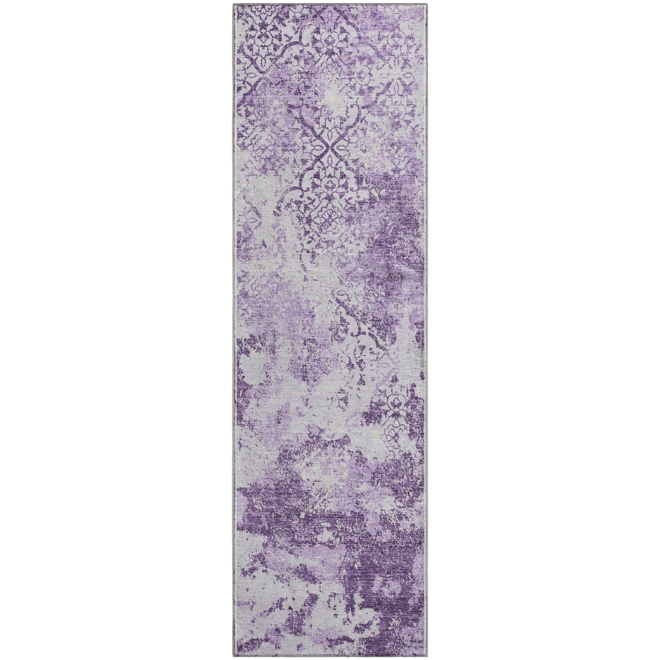 Bangkok Machine Washable Transitional Lavender Purple Rug 2'3" x 7'6" #shape_Runner