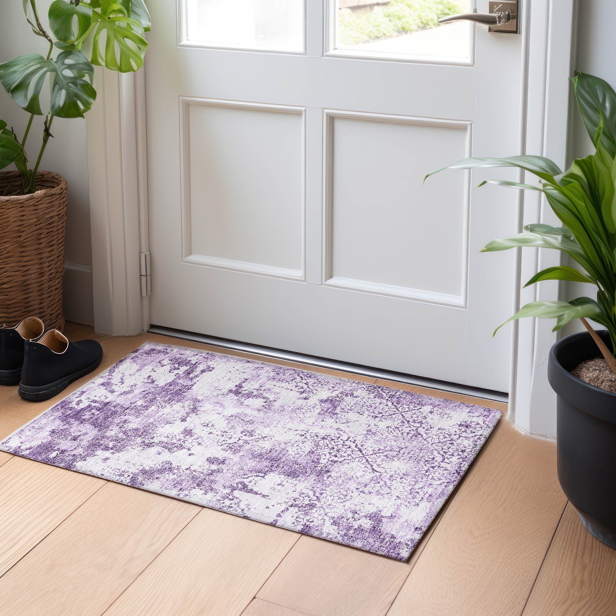 Bangkok Machine Washable Transitional Lavender Purple Rug 1'8" x 2'6" #shape_Rectangle