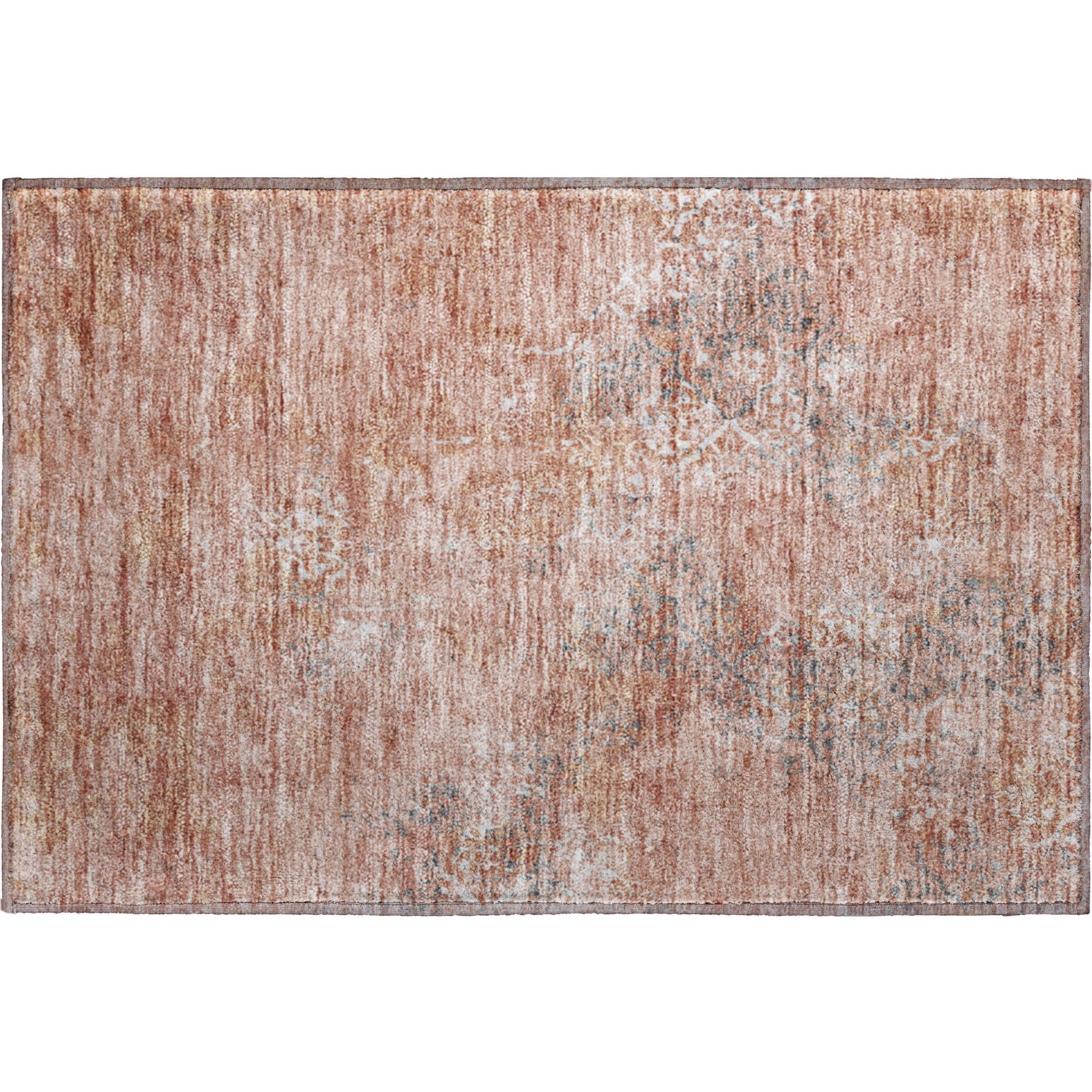 Bangkok Machine Washable Transitional Salmon Orange Rug 1'8" x 2'6" #shape_Rectangle