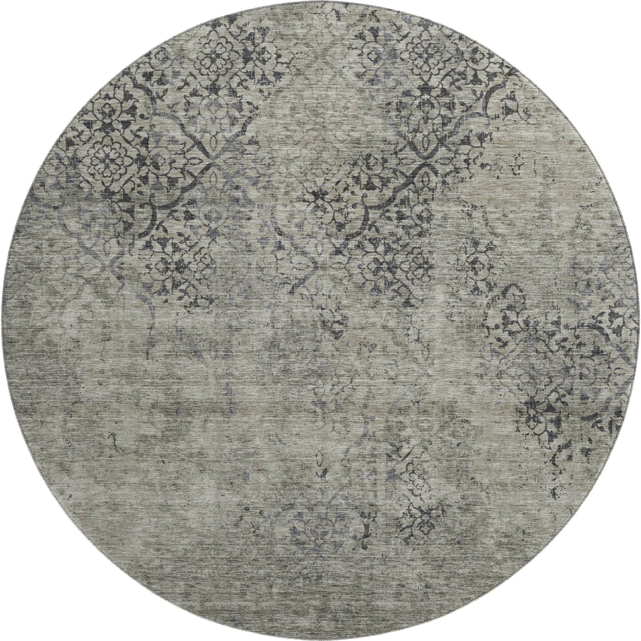 Bangkok Machine Washable Transitional Taupe Brown Rug 8' x 8' #shape_Round