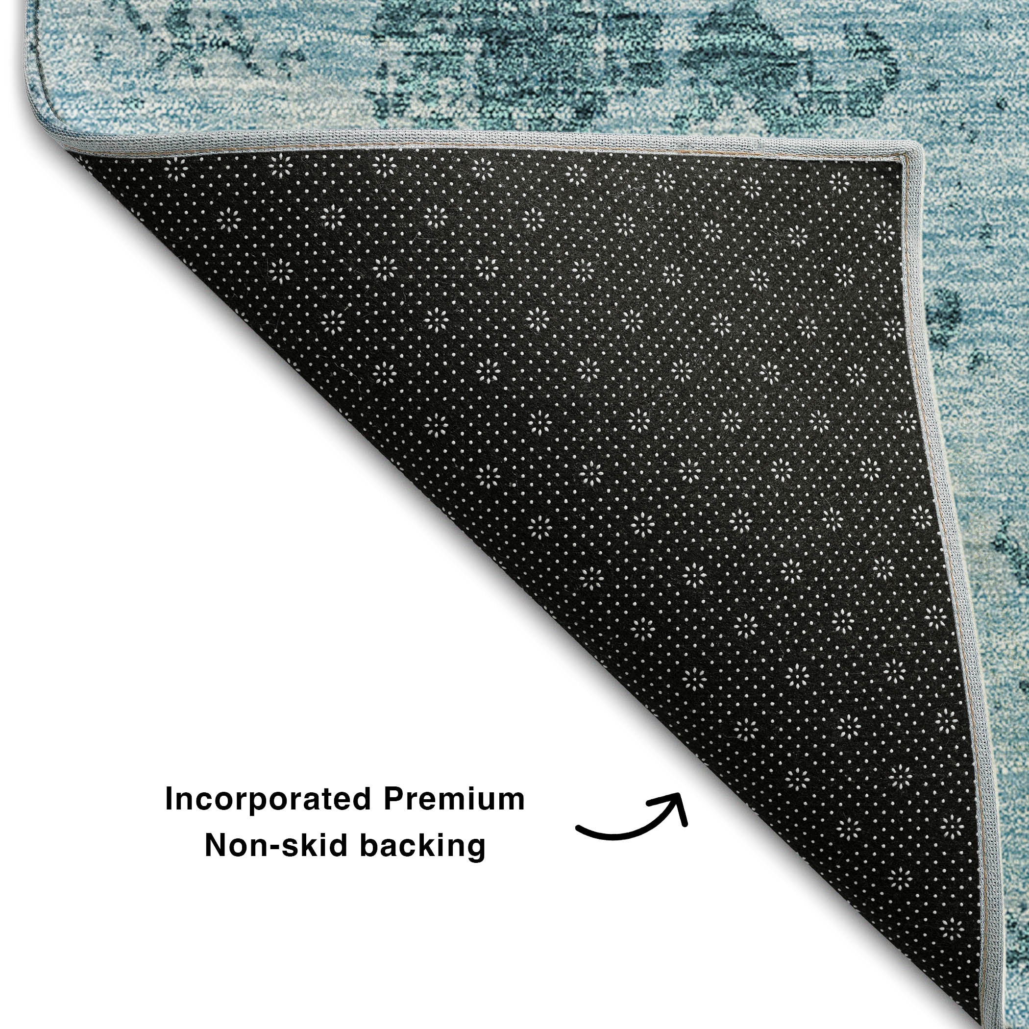 Bangkok Machine Washable Transitional Teal Rug 1'8" x 2'6" #shape_Rectangle